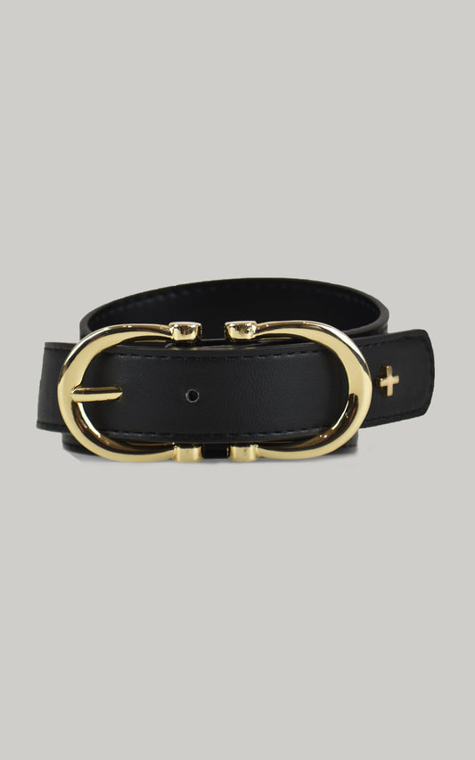 Peta And Jain - Kingston Belt in Black PU/Gold