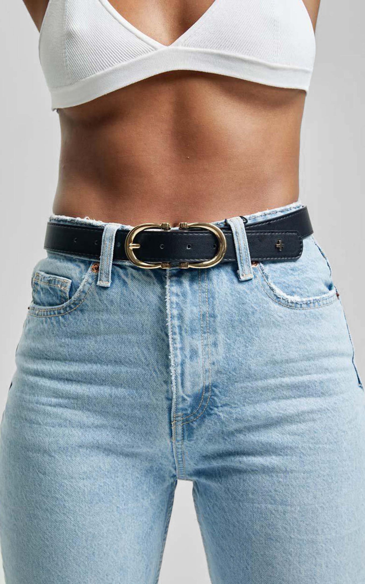 Peta And Jain - Kingston Belt in Black PU/Gold
