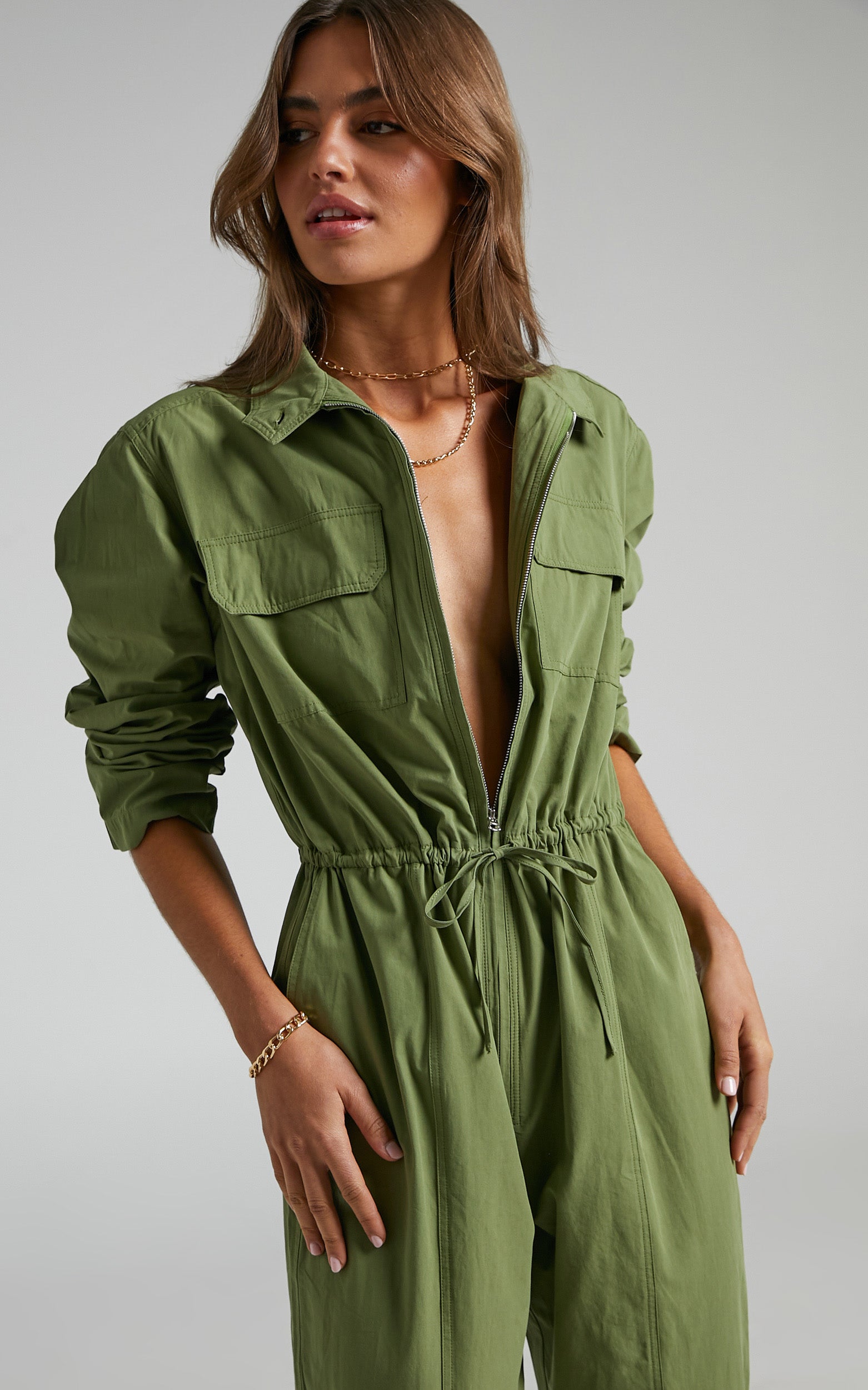Kaede Jumpsuit - Utility Jumpsuit in Khaki