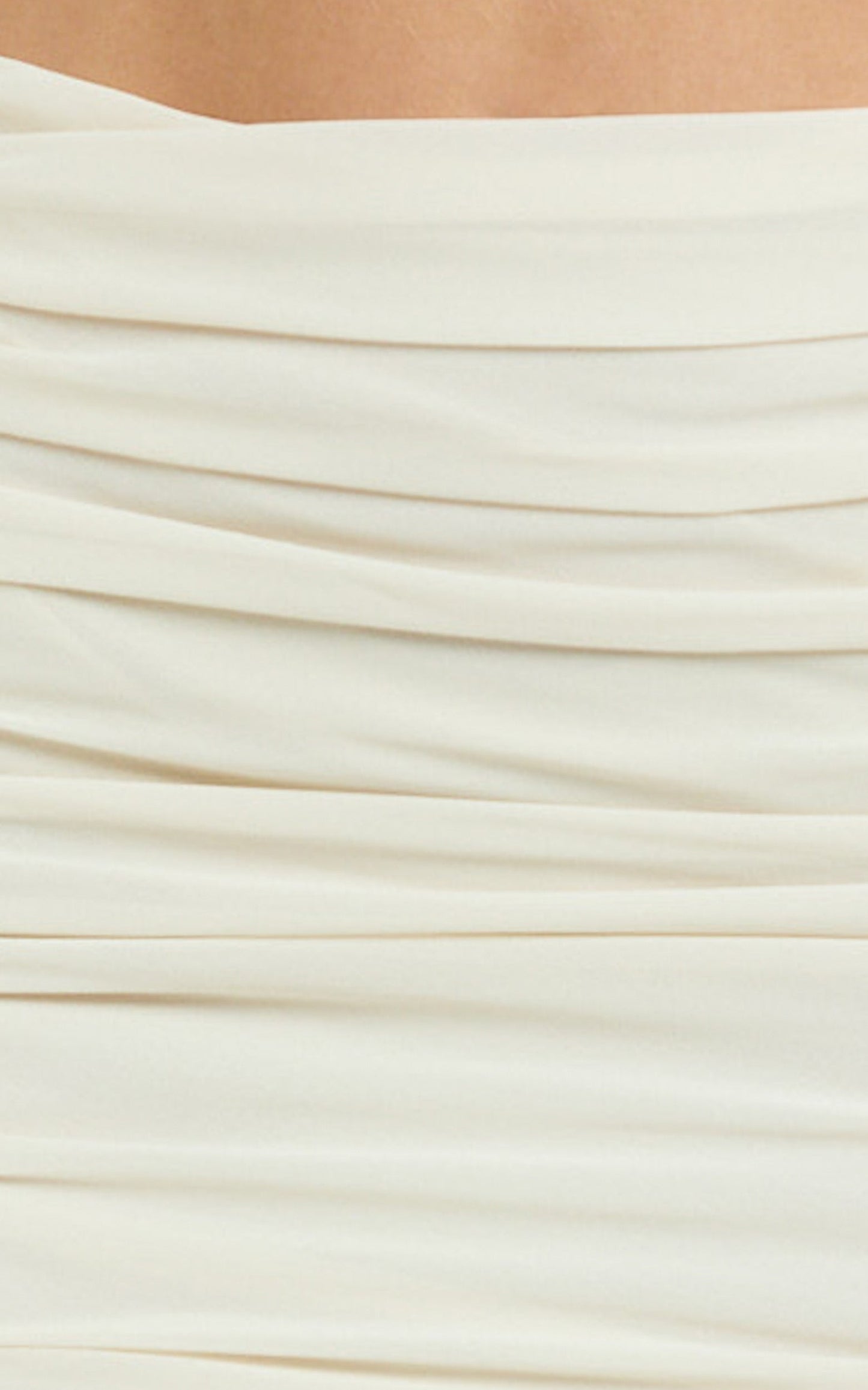 Kahrissa Mini Skirt - Georgette Gathered Low Rise Skirt in Cream