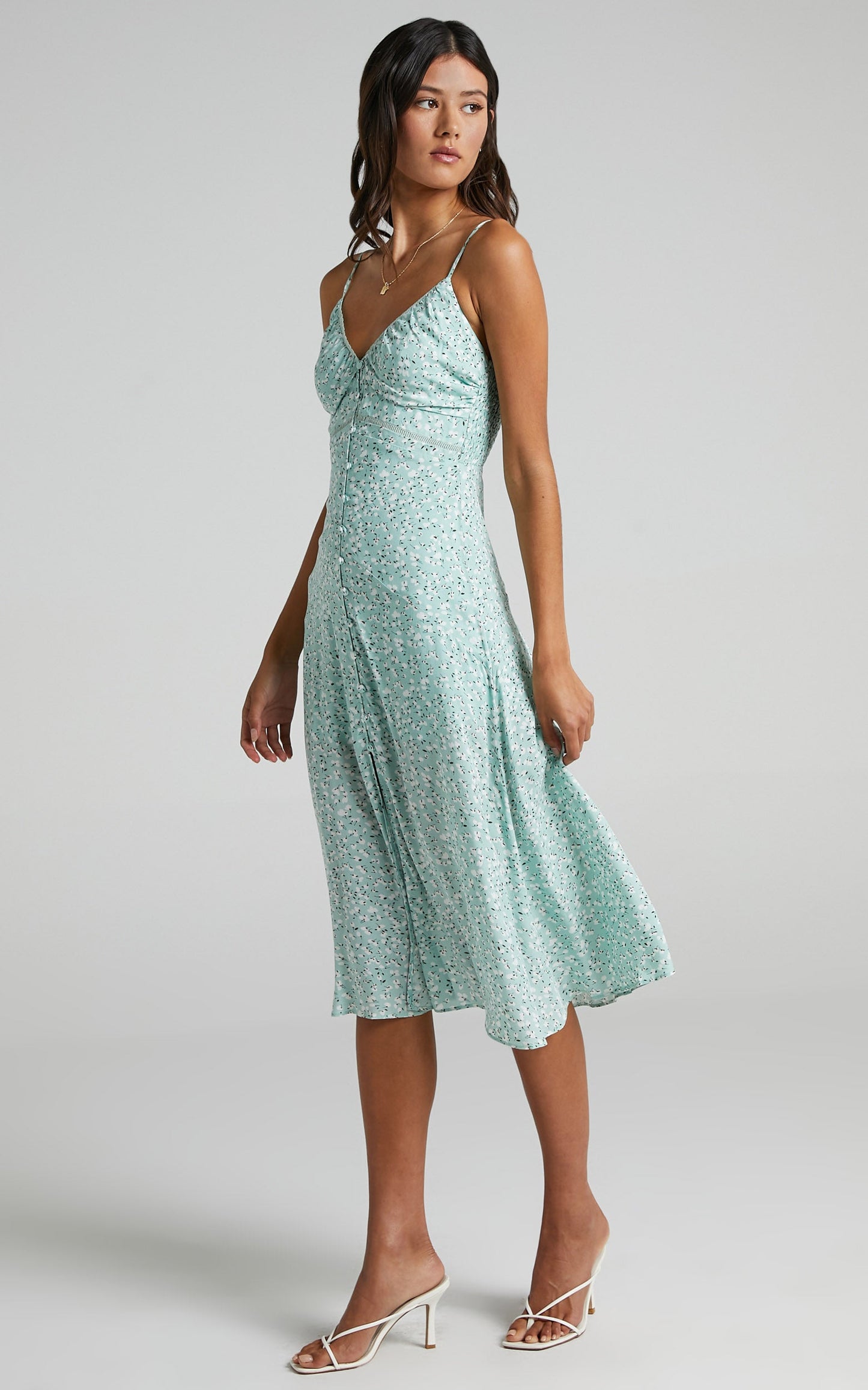 Kaia Midi Dress in Blue Floral