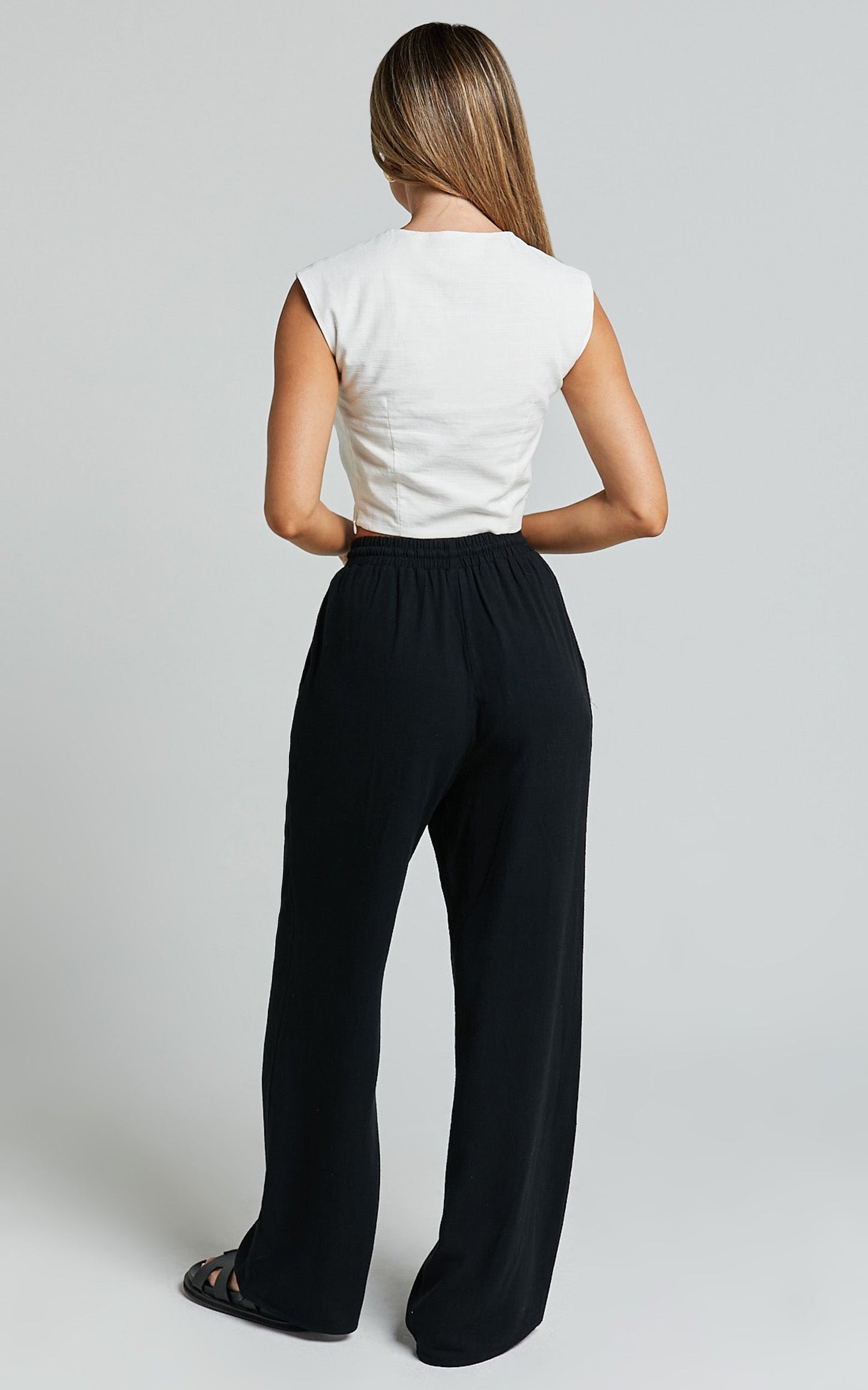 Kala Pants - Mid Waisted Relaxed Elastic Waist Pants in Black