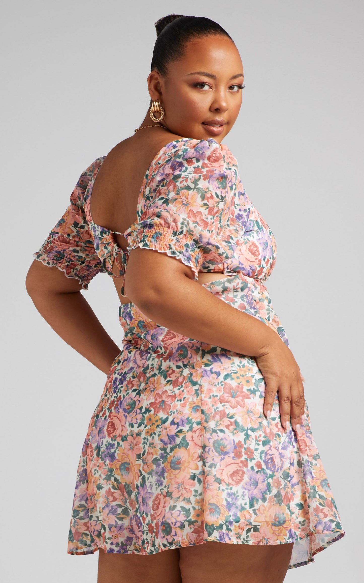 Brielle Mini Dress - Tie Back Dress in Secret Garden