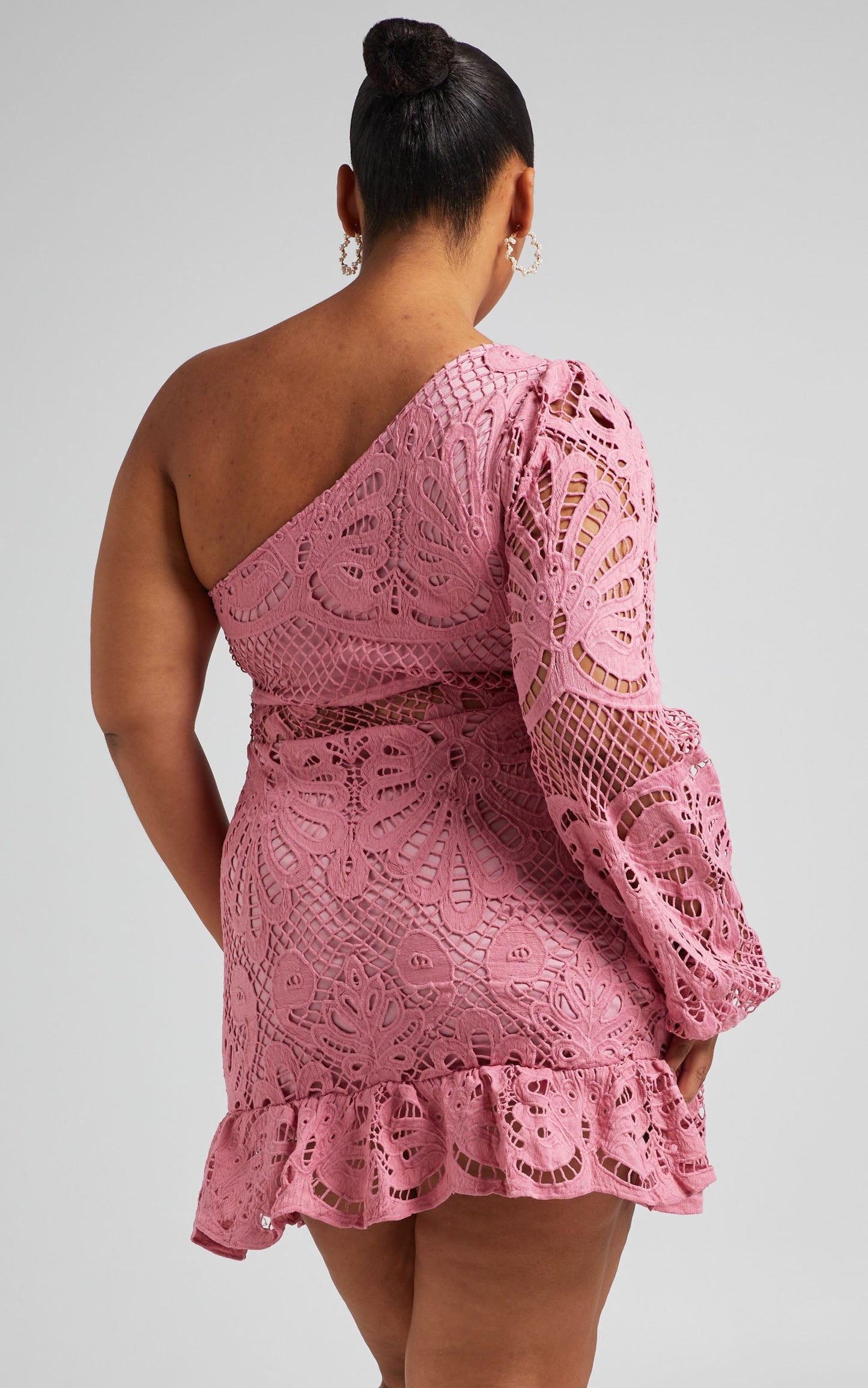 Kiss Me Quick One Shoulder Dress in Dusty Rose