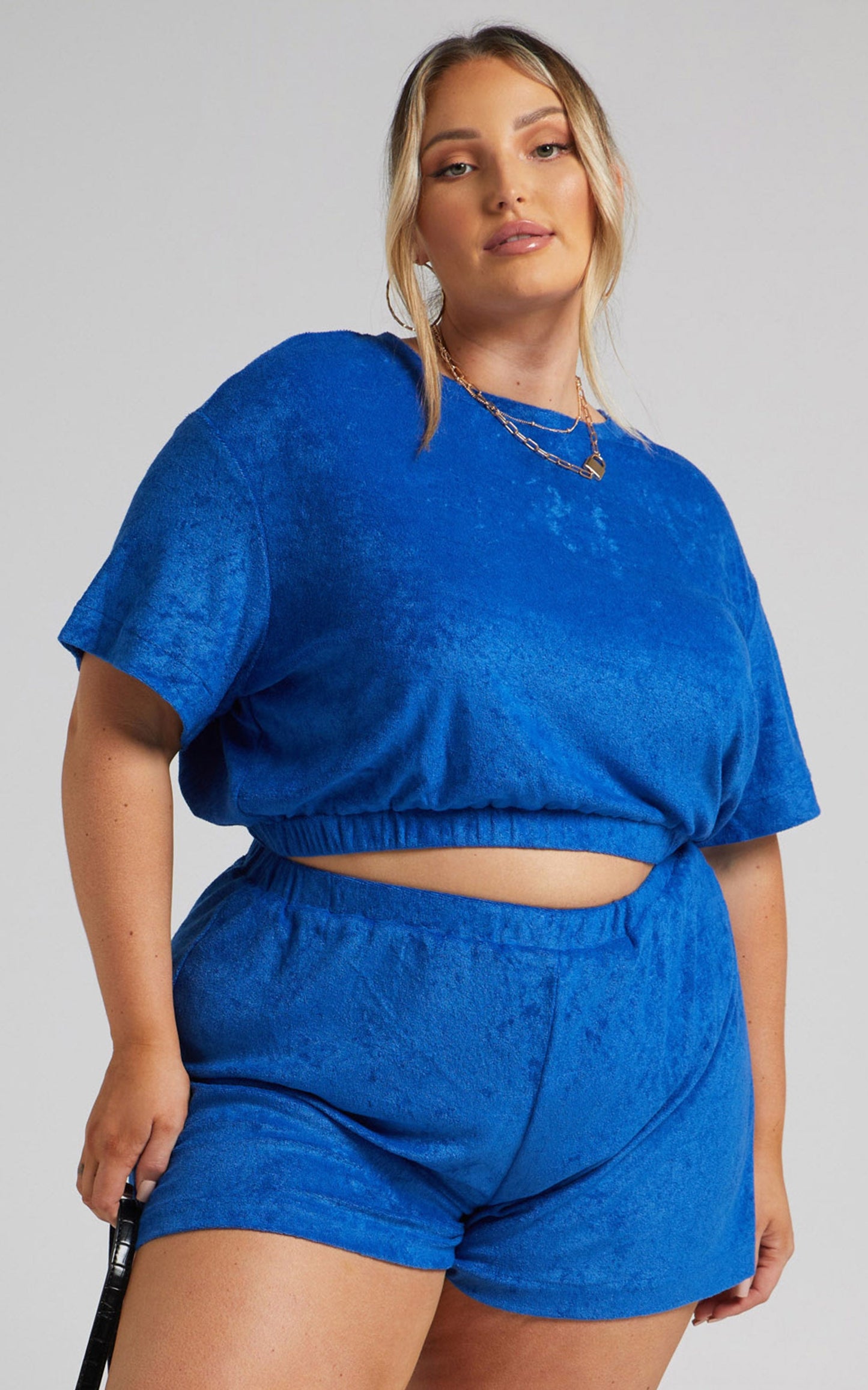 Broditha Terry Towelling Crew Neck Top in Blue