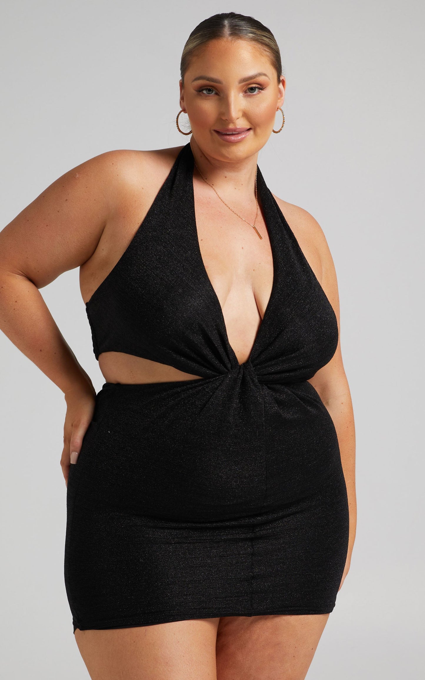 Anniebelle Mini Dress - Twist Knot Dress in Black