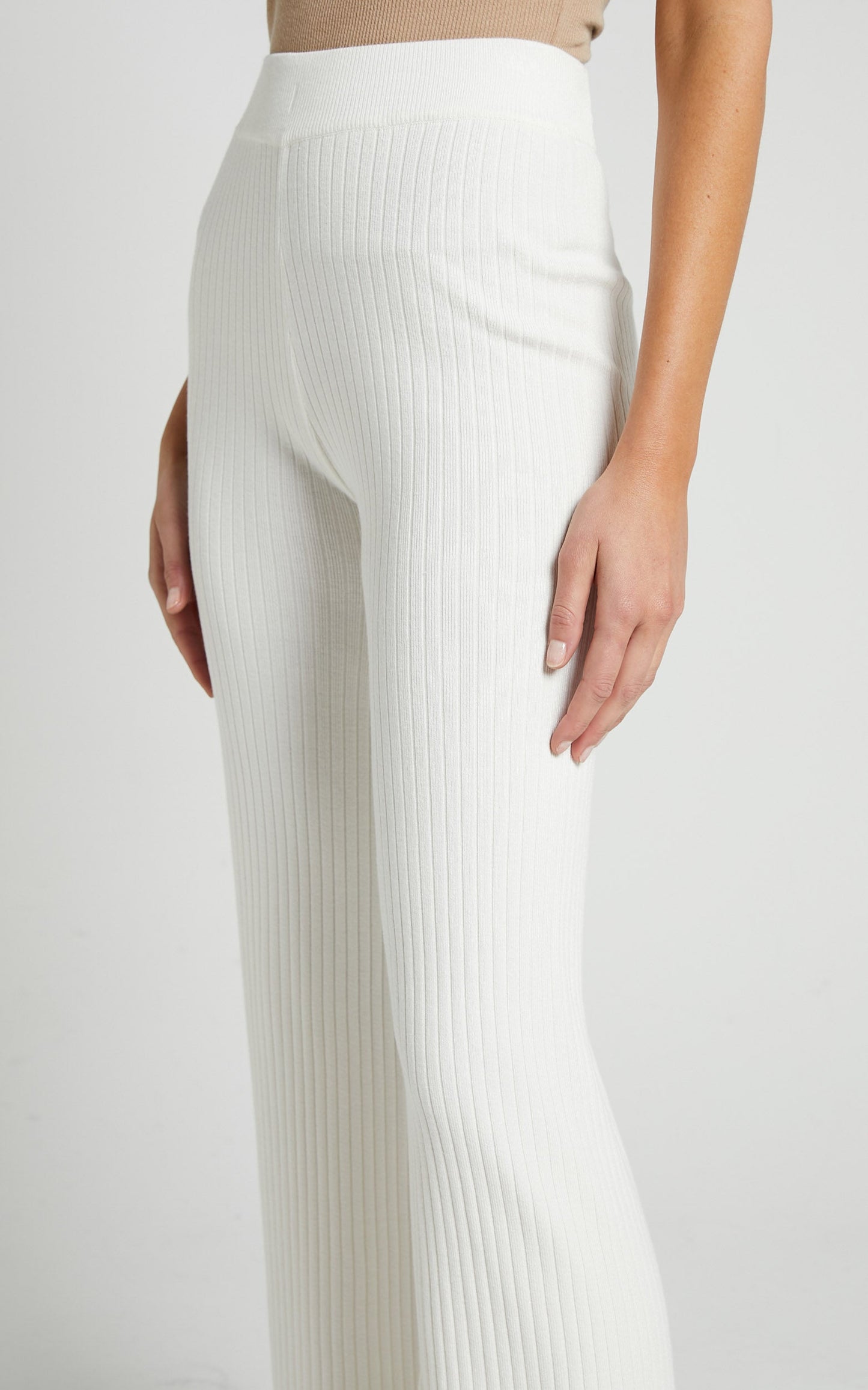 Kalon Pant - High Waisted Rib Pant in Ivory