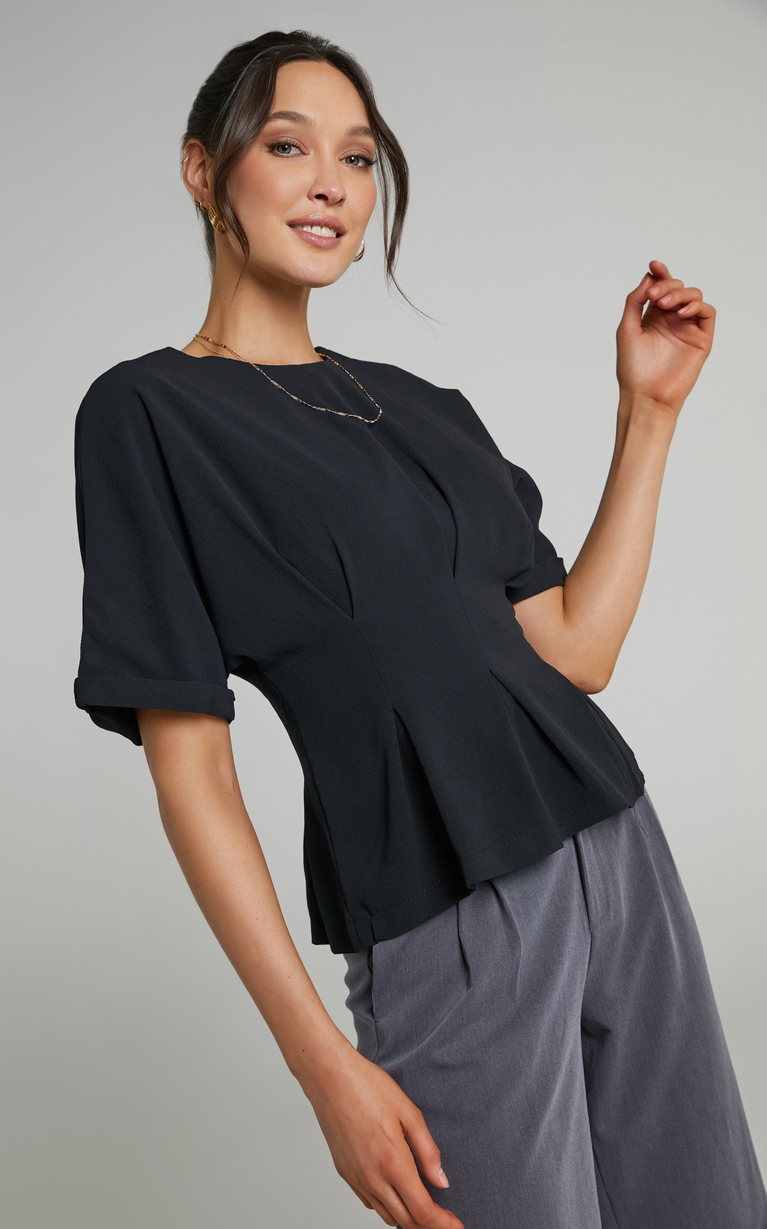 Kami Top - Short Sleeve Top in Black