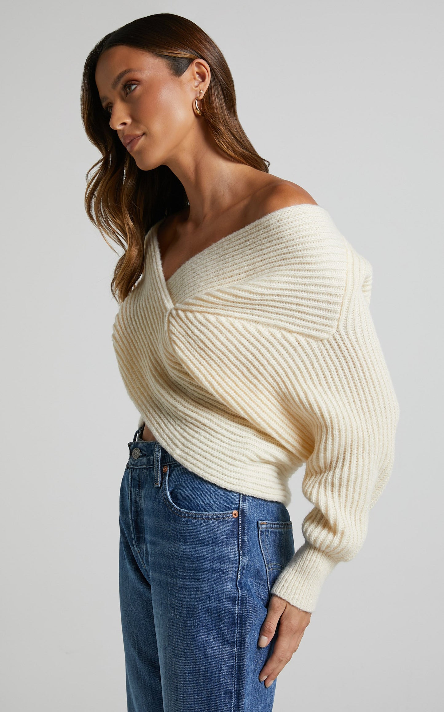 Karensita Jumper - Wrap Knitted Jumper in Cream