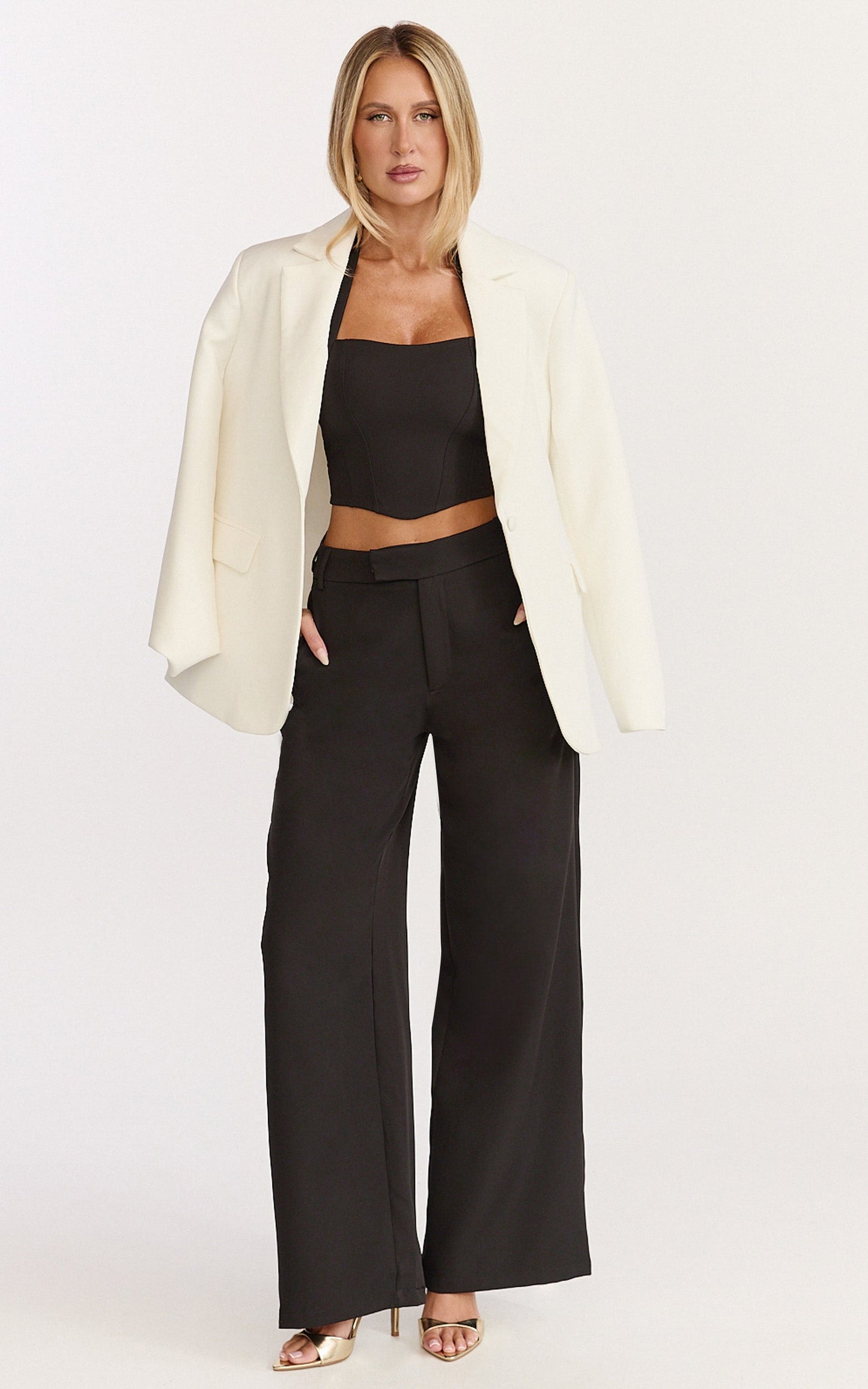 Karina Pants - High Waist Wide Leg Pants in Black