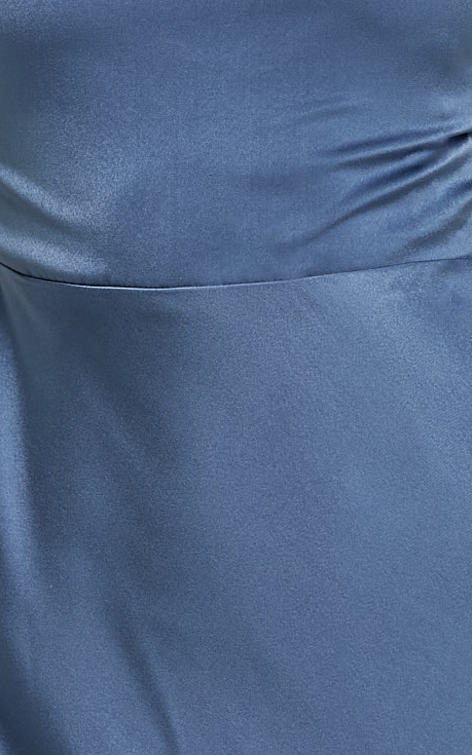Karlen Midi Dress - Shoulder Strap Detail Satin Slip Dress in Steel Blue