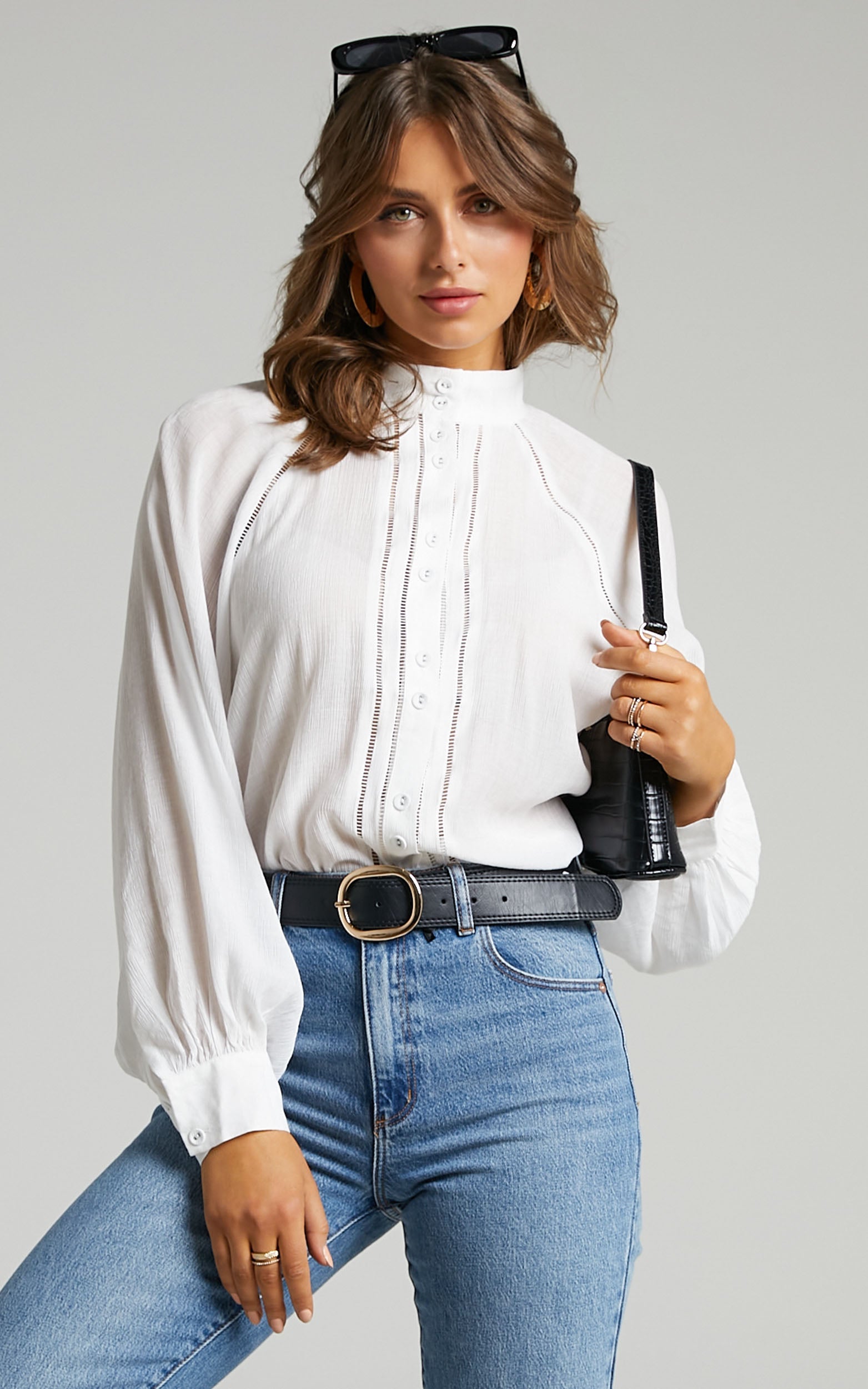 Karmy Ladder Trim Detail Shirt in White