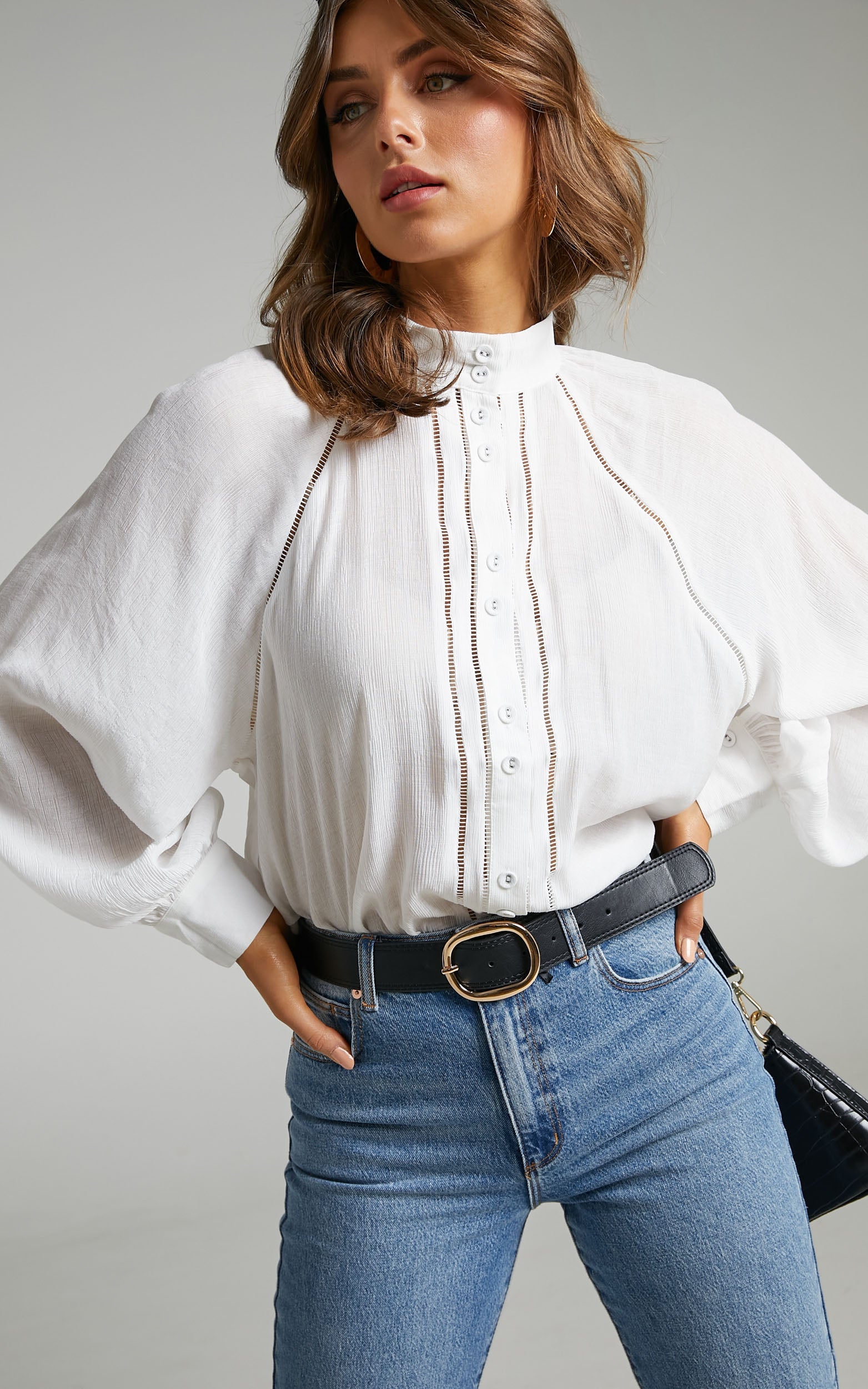 Karmy Ladder Trim Detail Shirt in White