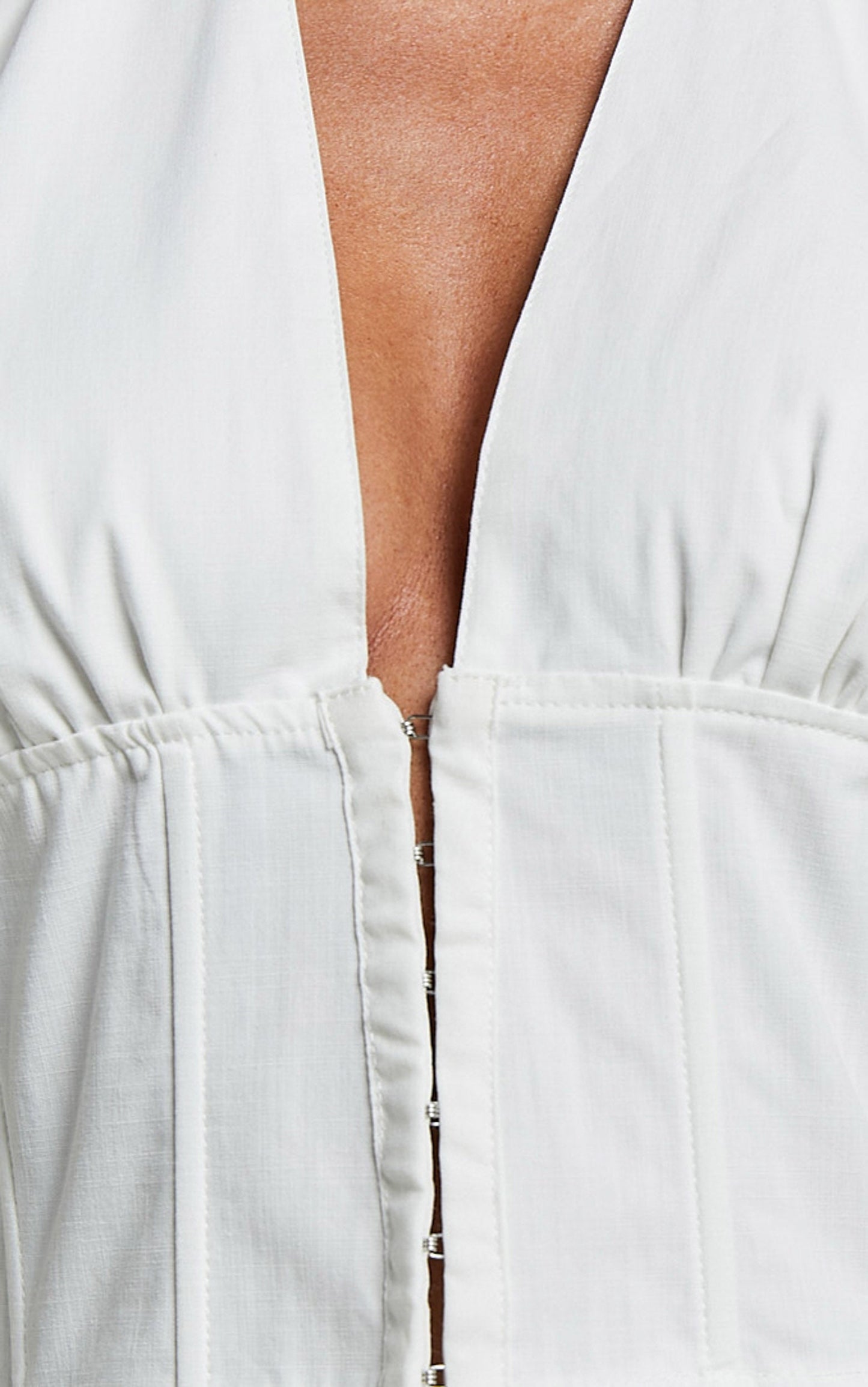 Kartier Top - Plunge Halter Neck Cropped Corset in Off White