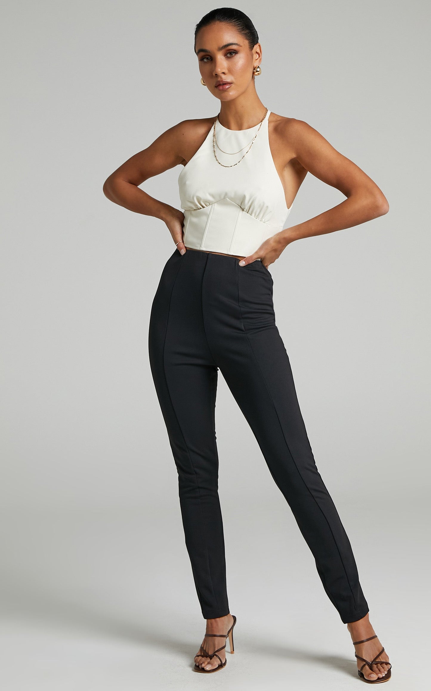Kasidy High Waist Pin Tuck Pants in Black
