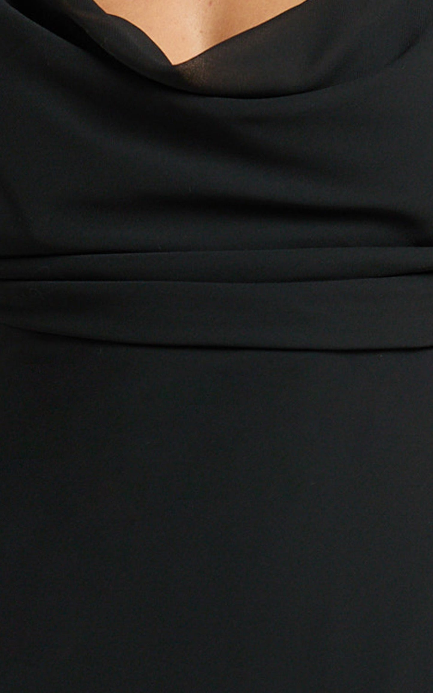Katarina Mini Dress - Cowl Neck Low Back Asymmetric Hem Dress in Black