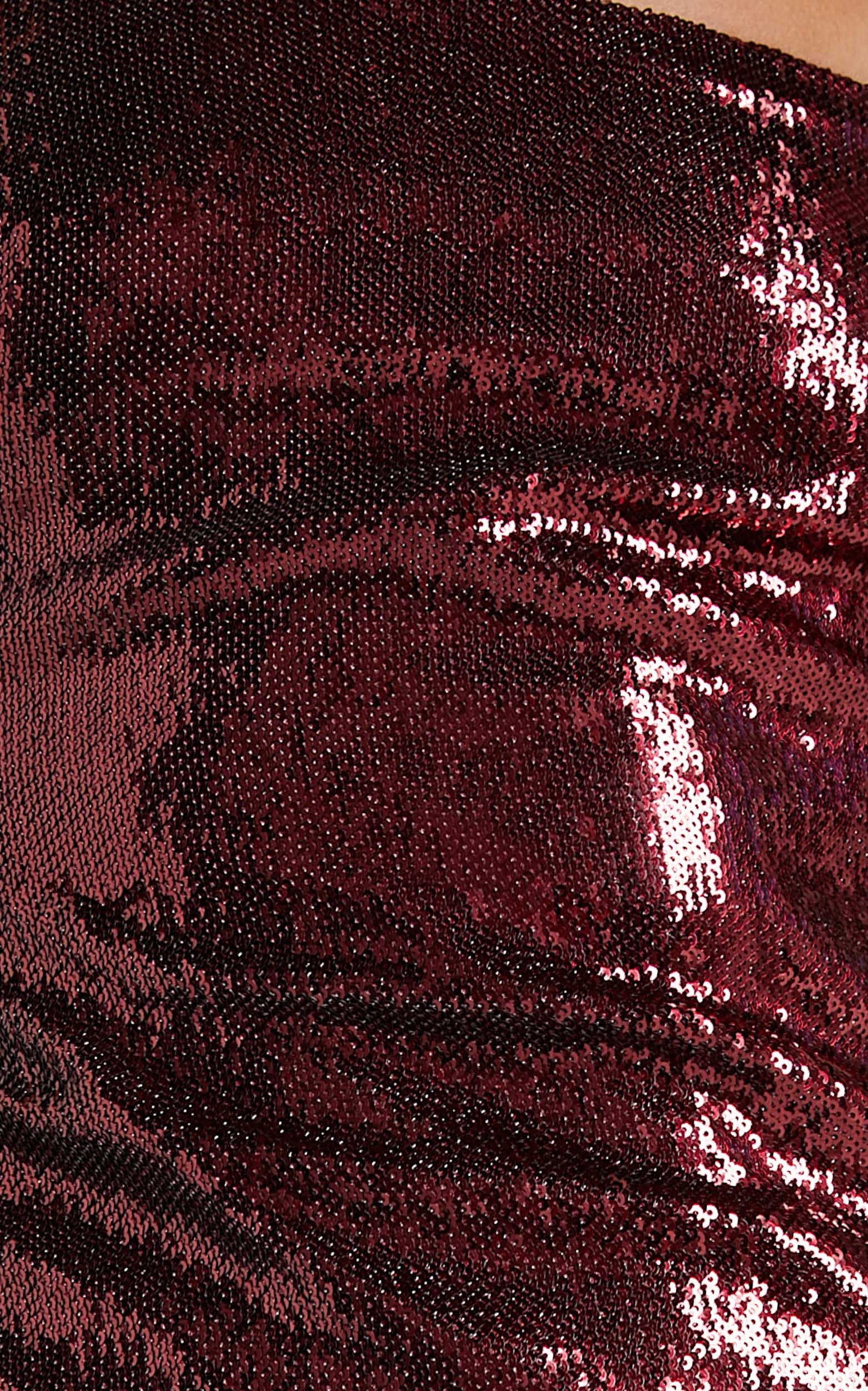 Katreen Mini Dress - Side Split Sequin Dress in Burgundy