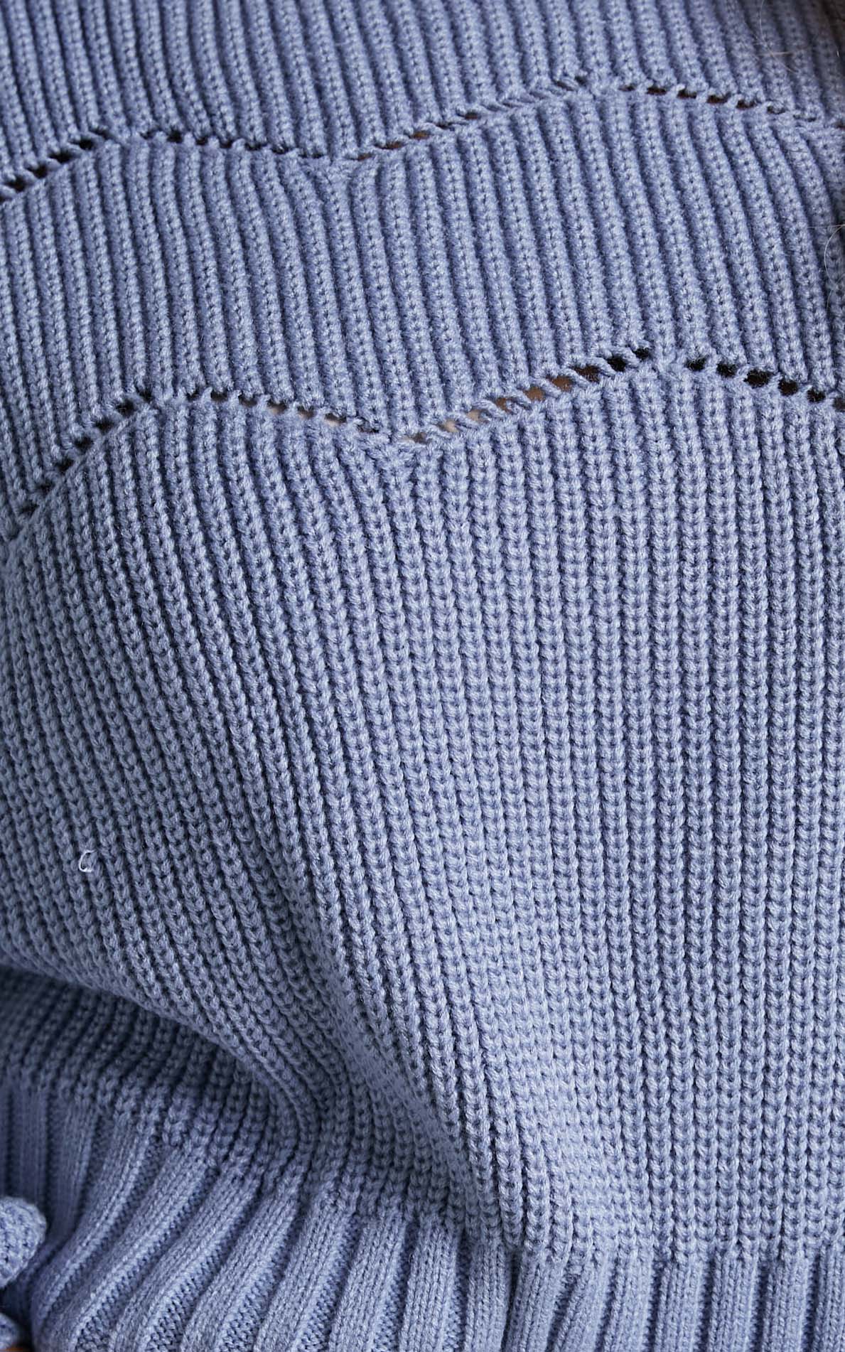 Kavitha High Neck Pointelle Knit Jumper in Light Blue