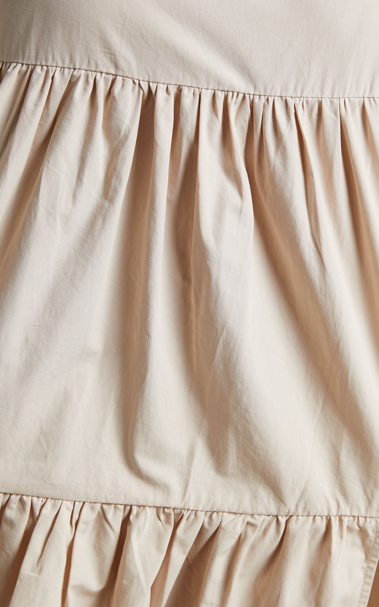 Keiko Mini Dress - Tie STrap Tiered Dress in Beige