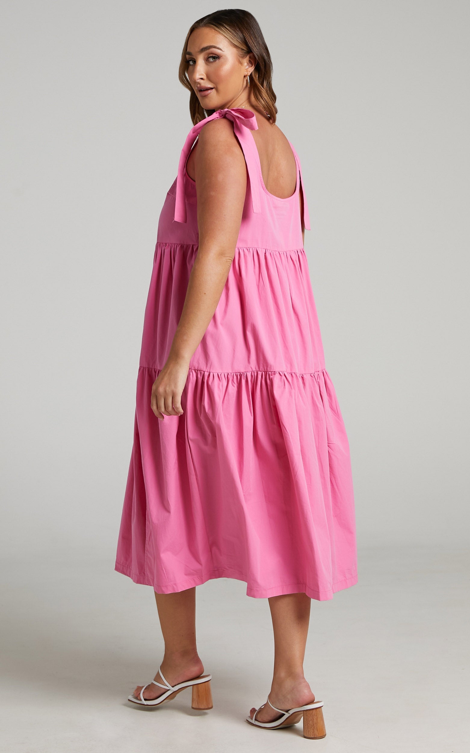 Keiko Mini Dress - Tie STrap Tiered Dress in Pink