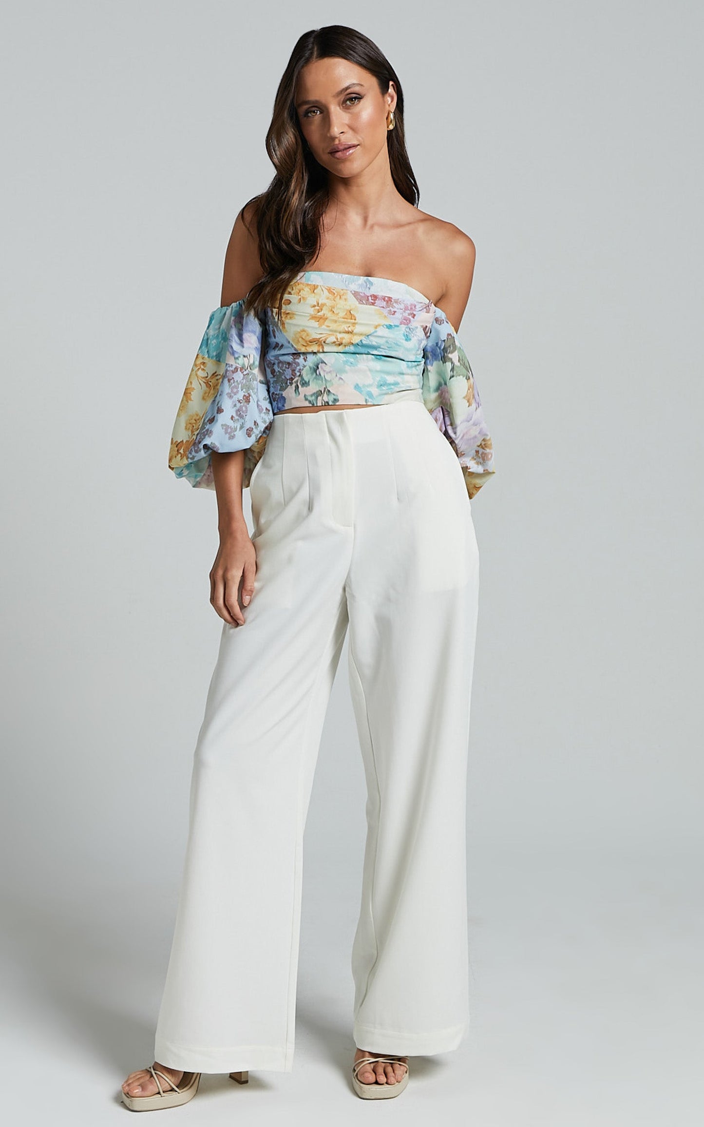 Kellen Top - Off Shoulder Balloon Sleeve Top in VINTAGE FLORAL
