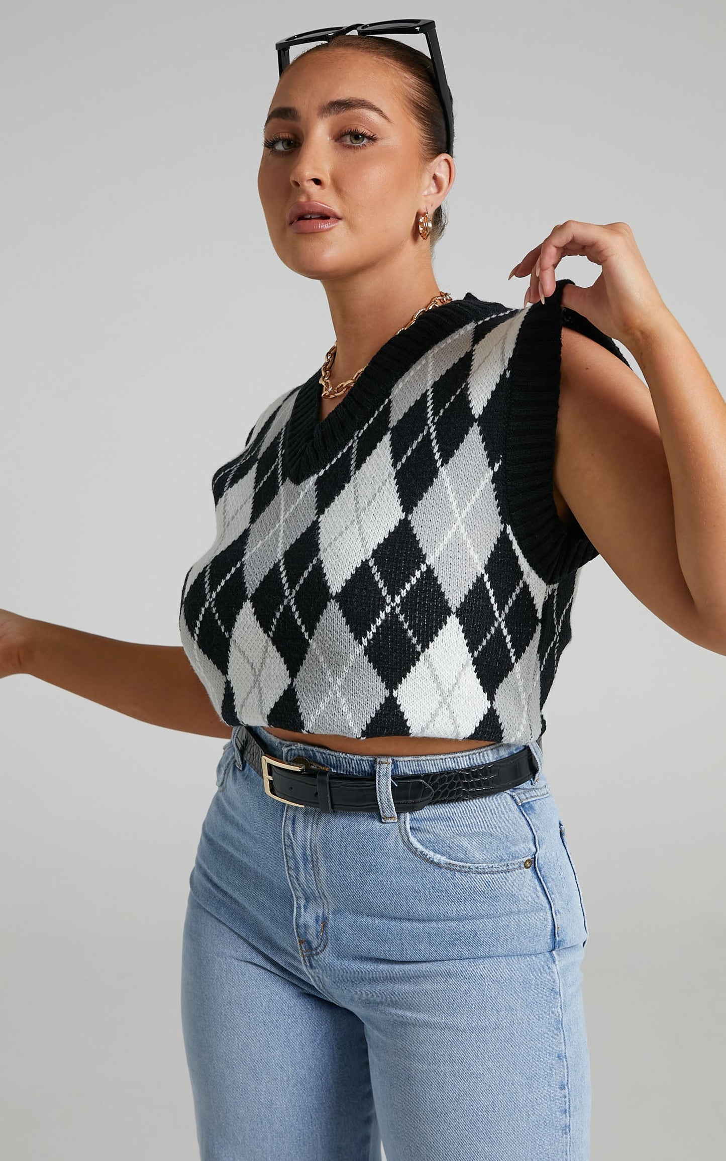 Kelsee Vest in Black Check