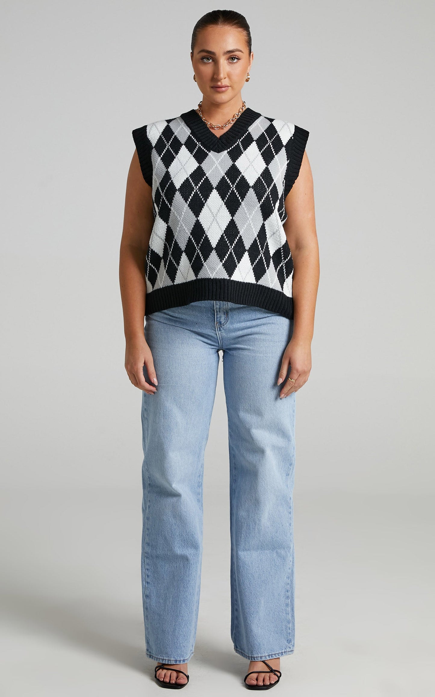 Kelsee Vest in Black Check