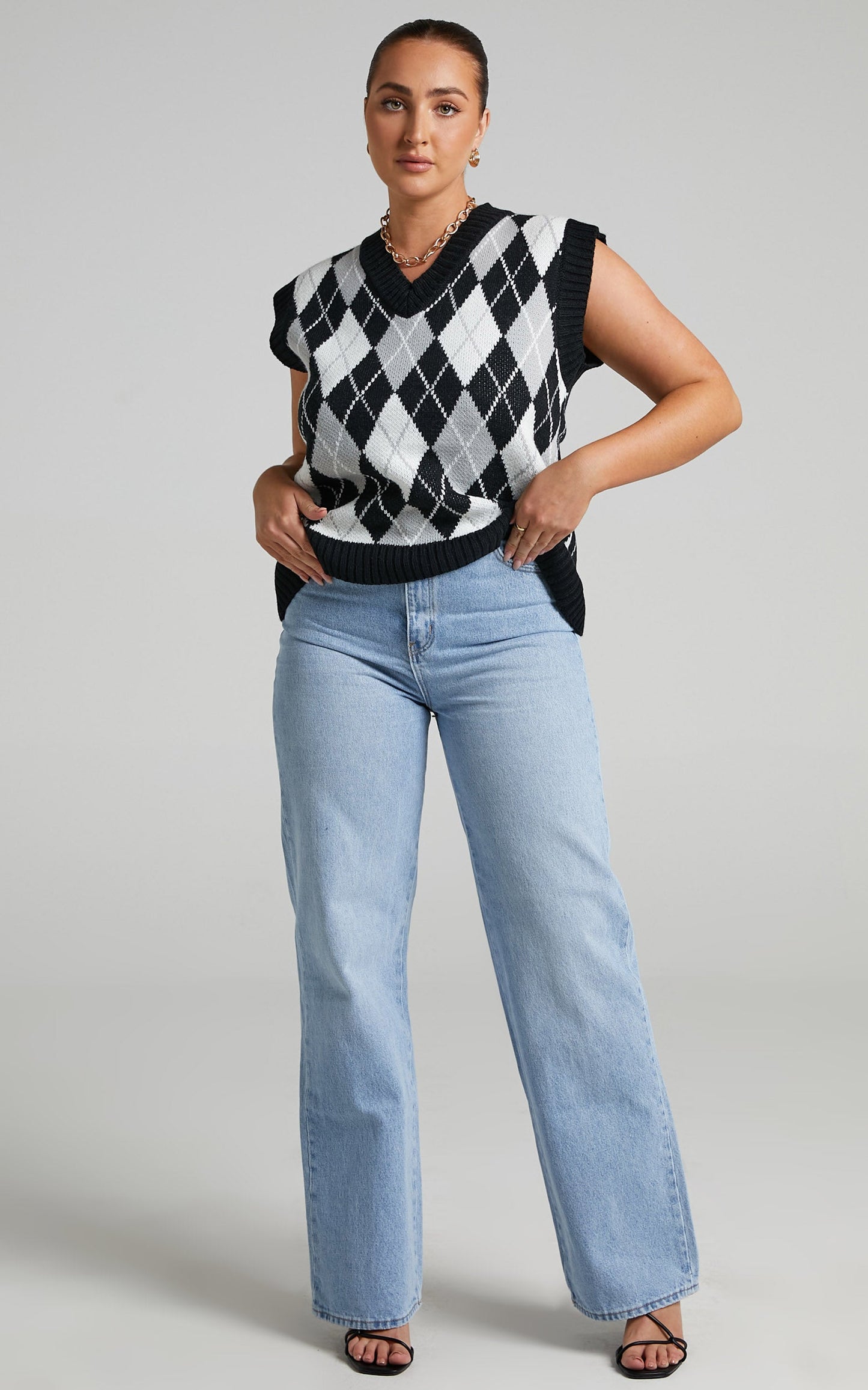 Kelsee Vest in Black Check
