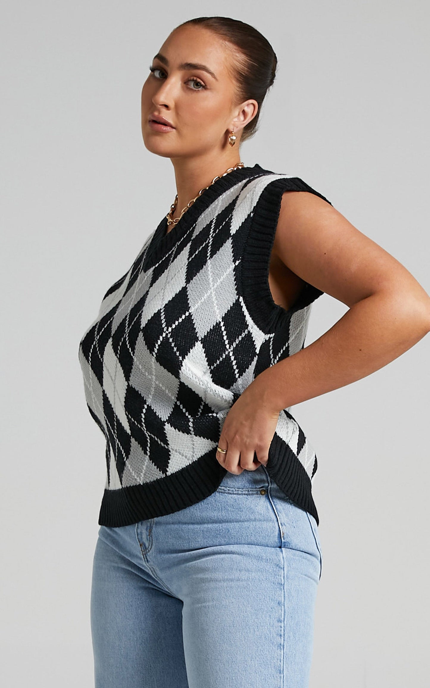 Kelsee Vest in Black Check