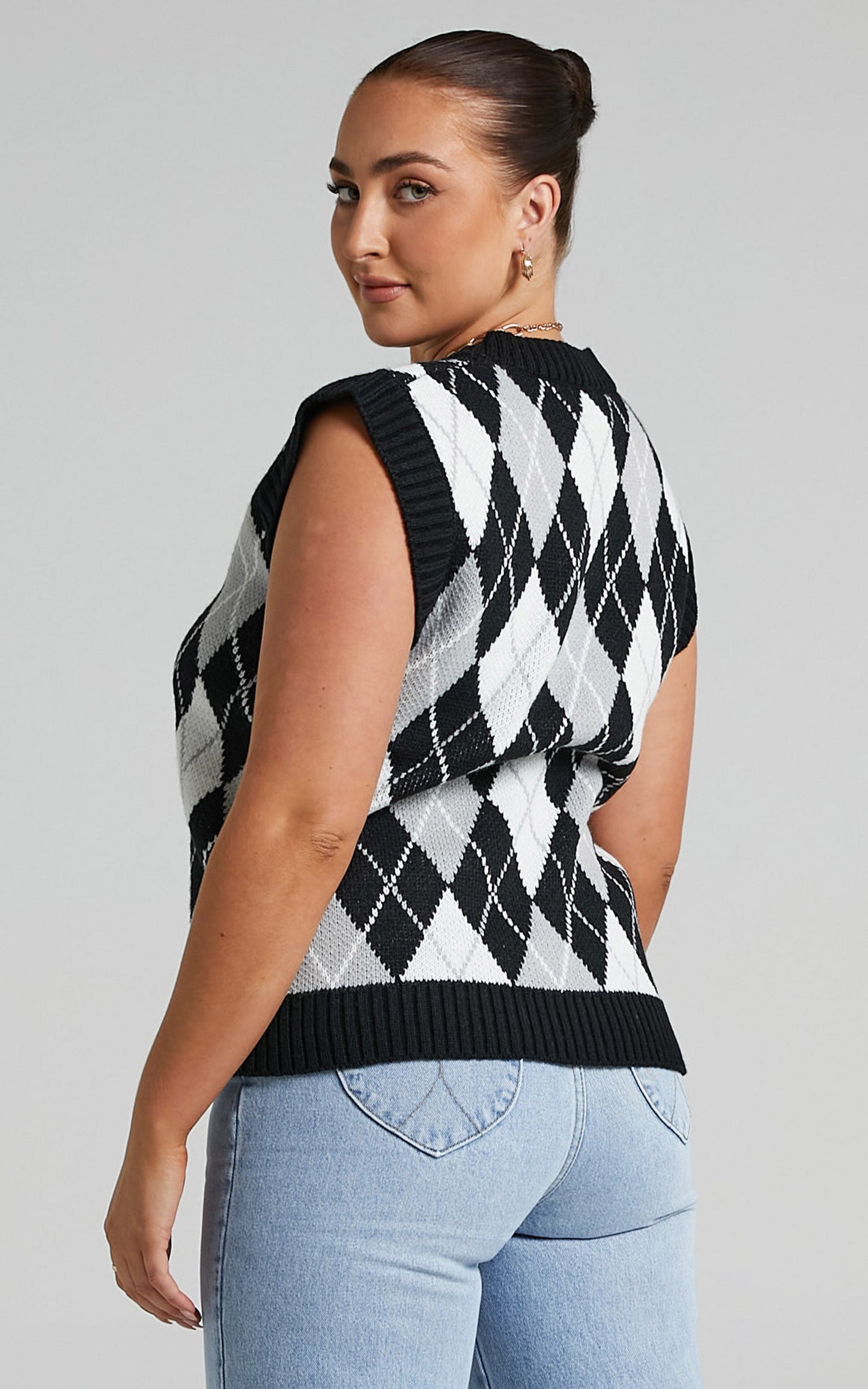 Kelsee Vest in Black Check