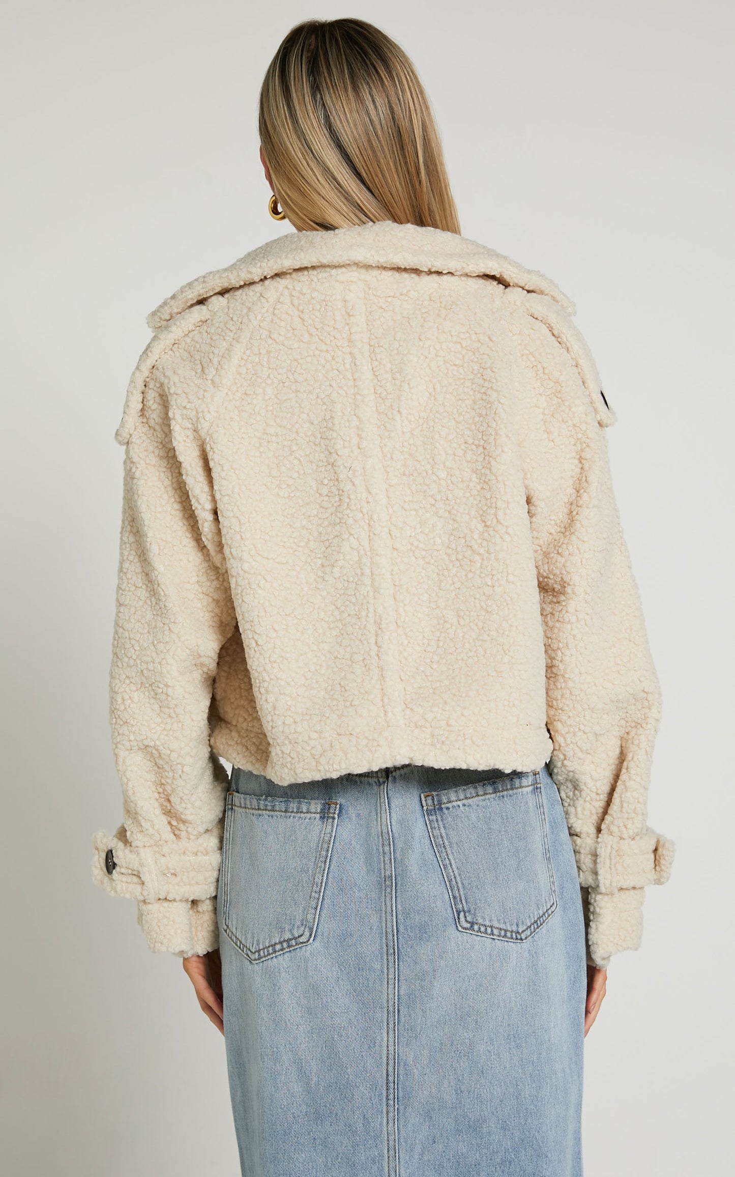 Kennedy Jacket - Borg Cropped Jacket in Cream