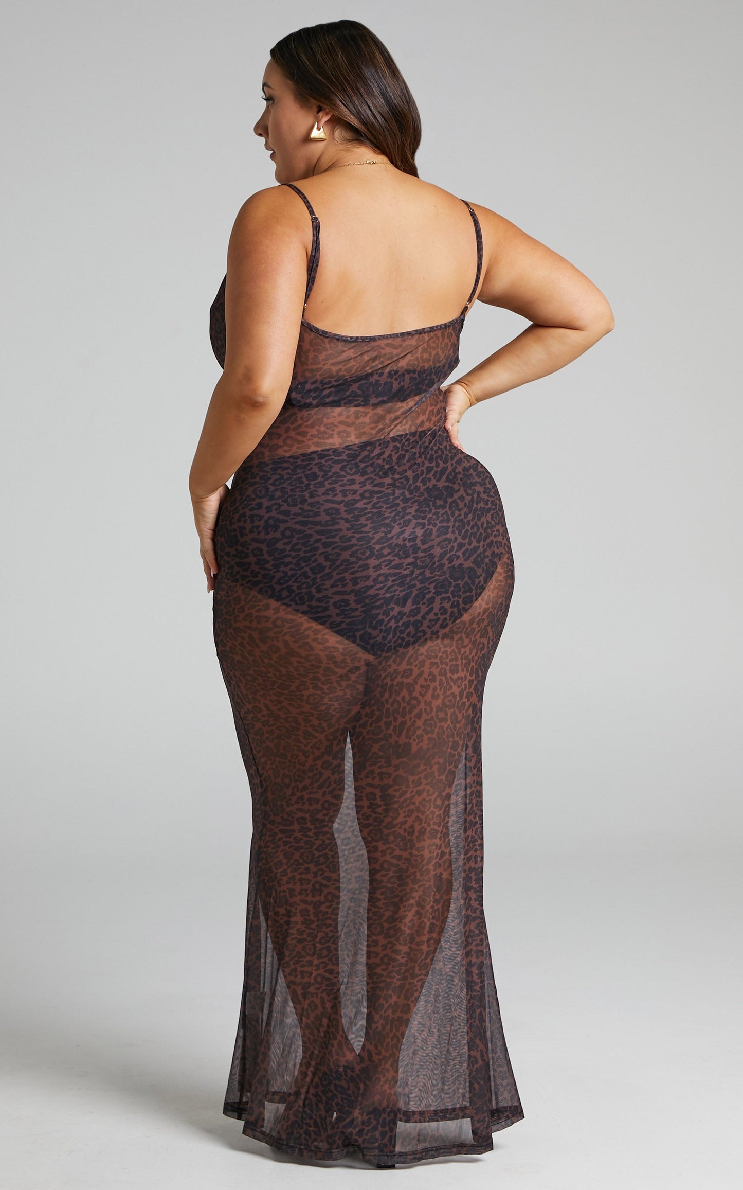 Kerensa Sheer Cowl Maxi Dress in Winter Wild