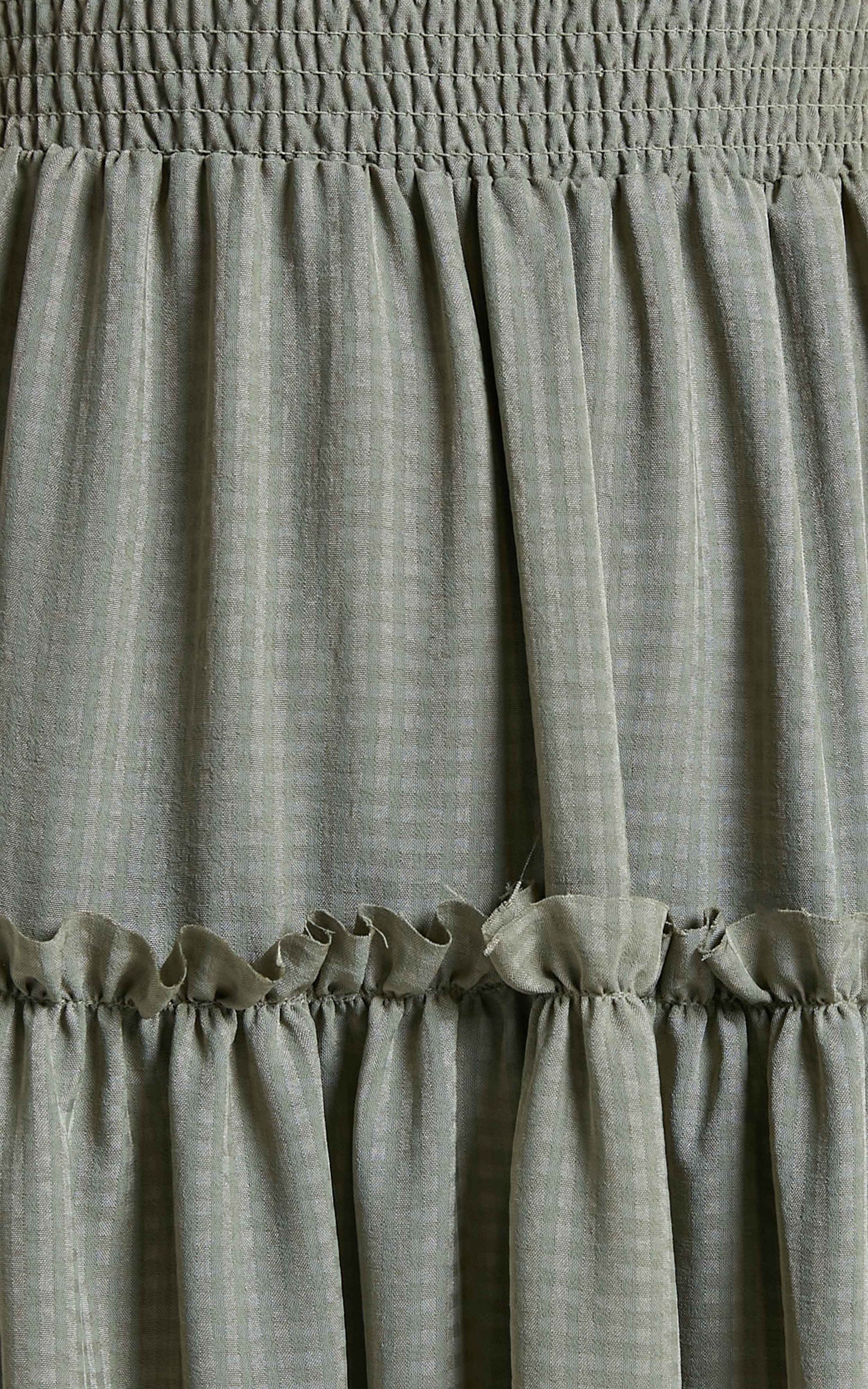 Khayeen Midi Dress - Shirred Bodice Dress in Khaki