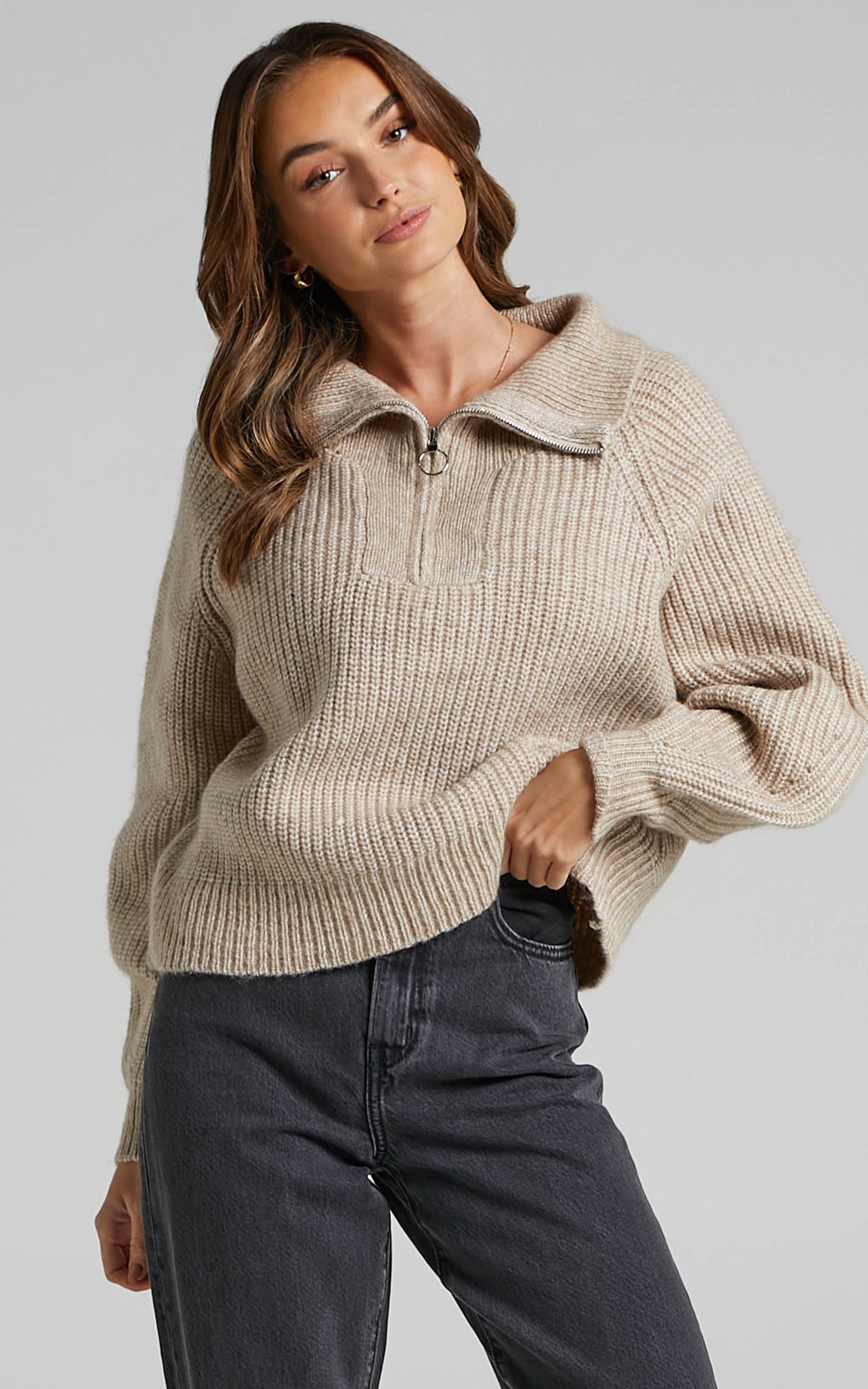 Kodie Knit Jumper in Mocha Marle