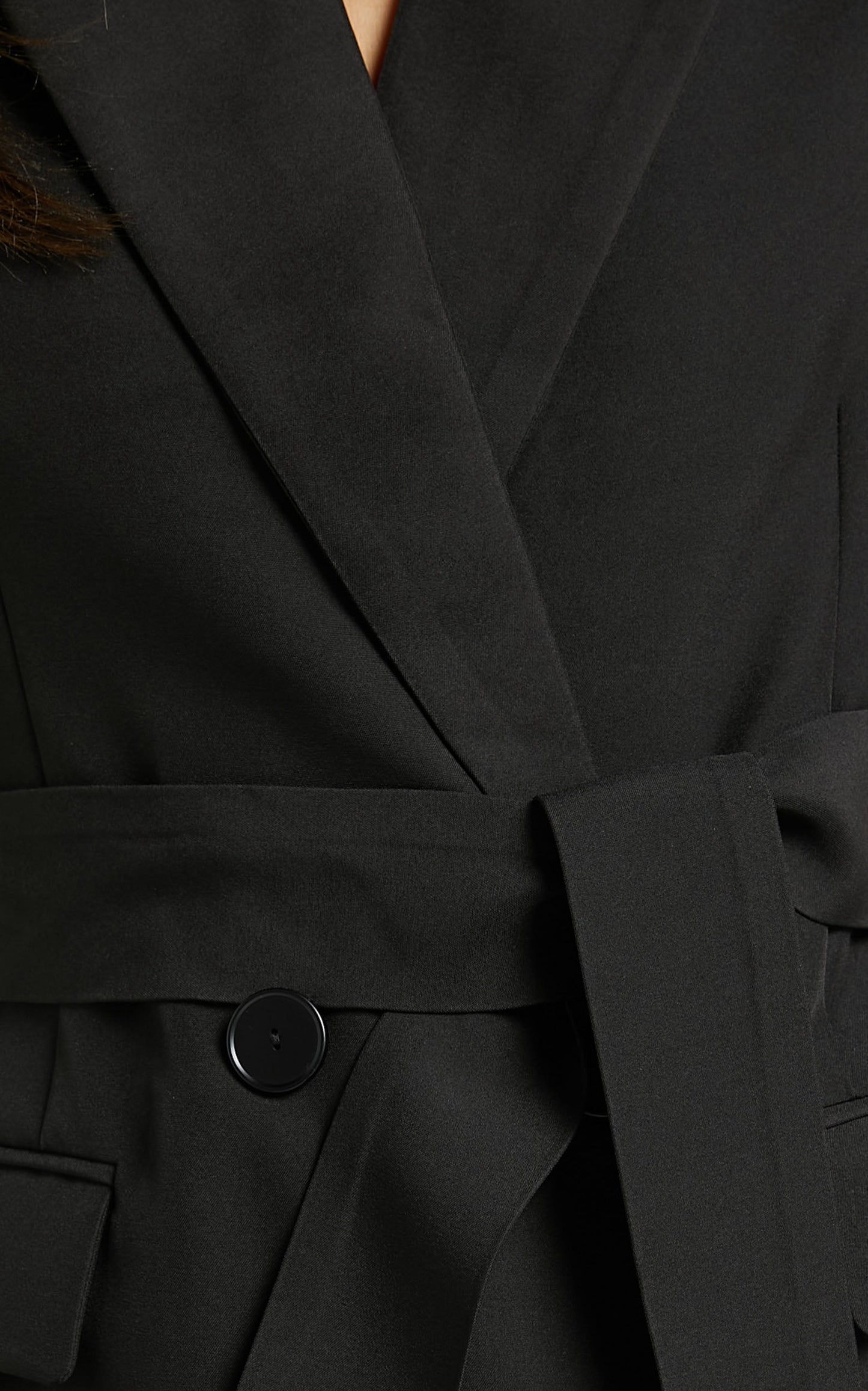 Kristitah Blazer Vest - Tie Waist Sleeveless Blazer in Black