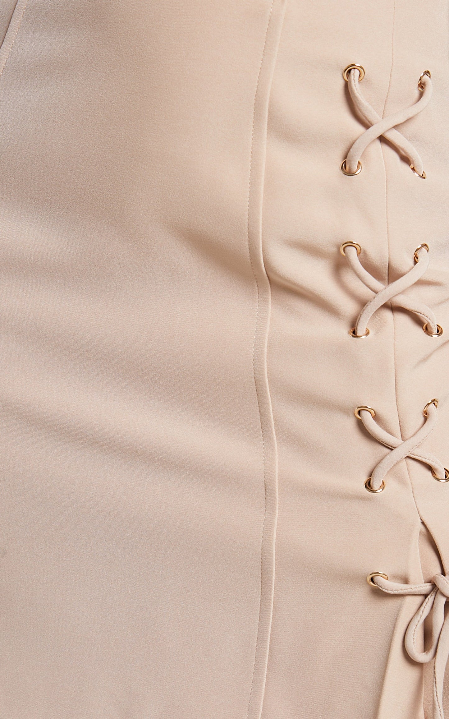 Kristitah Mini Skirt - Lace Up Skirt in Natural