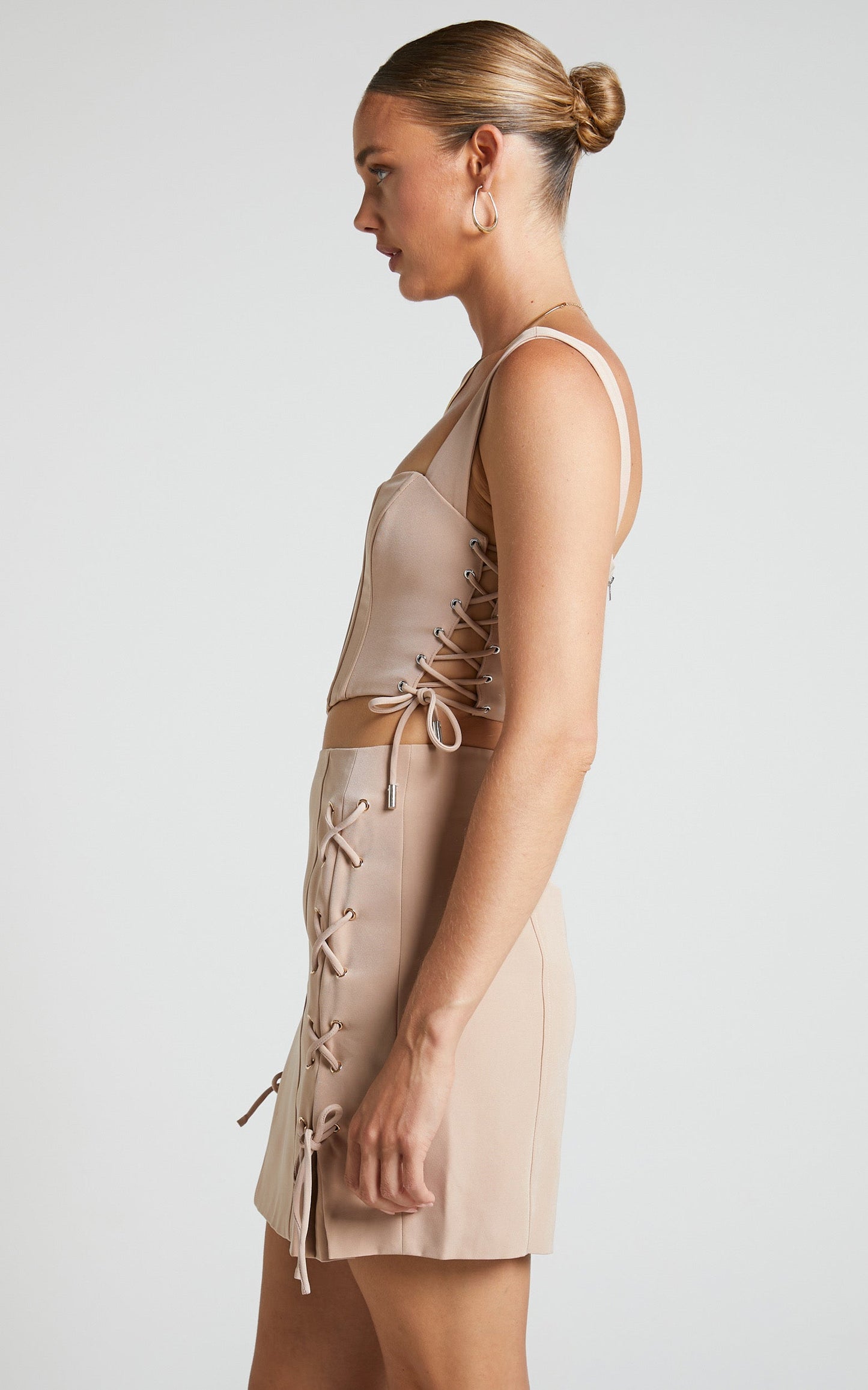 Kristitah Top - Lace Up Corset Top in Natural