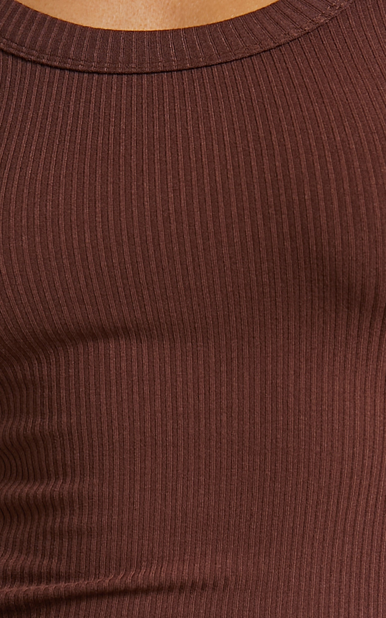 Krysta Top - Long Sleeve Scoop Neck Top in Dark Chocolate