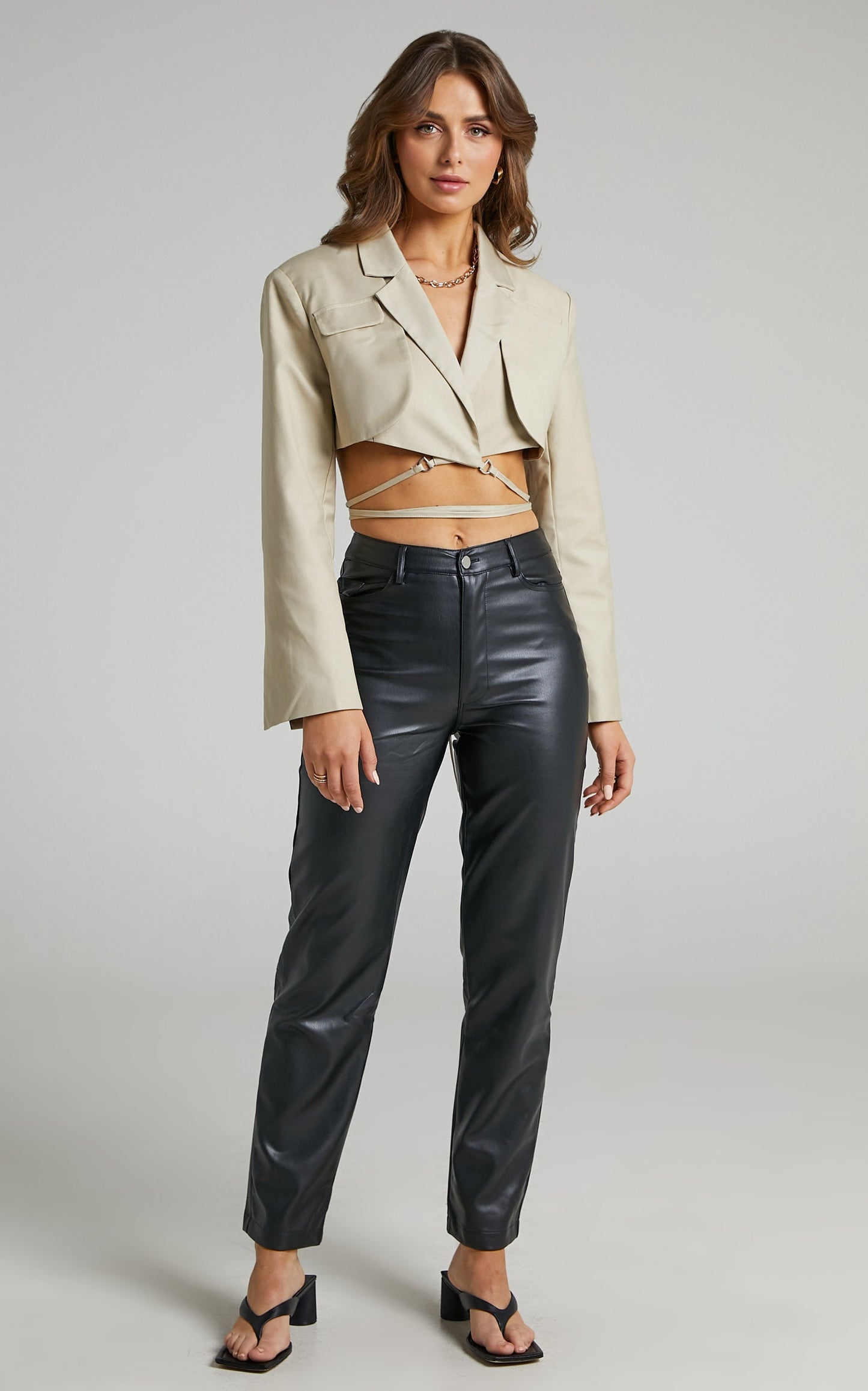 LIONESS - MIAMI VICE CROP JACKET in Camel