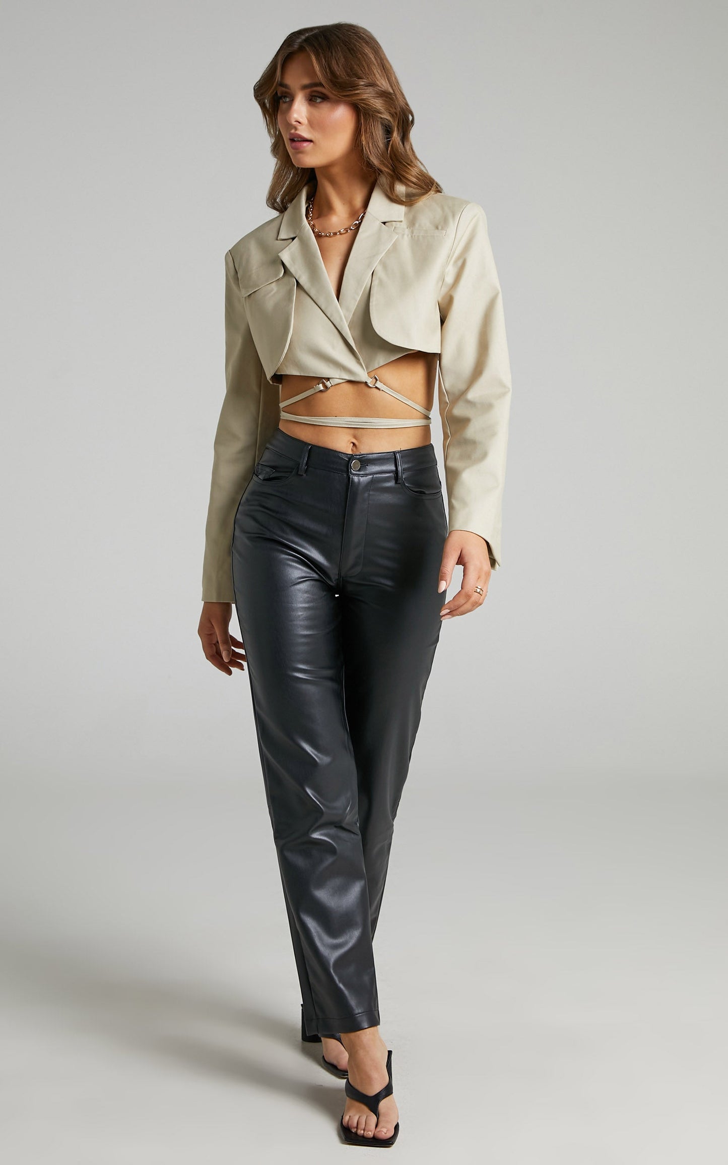 LIONESS - MIAMI VICE CROP JACKET in Camel