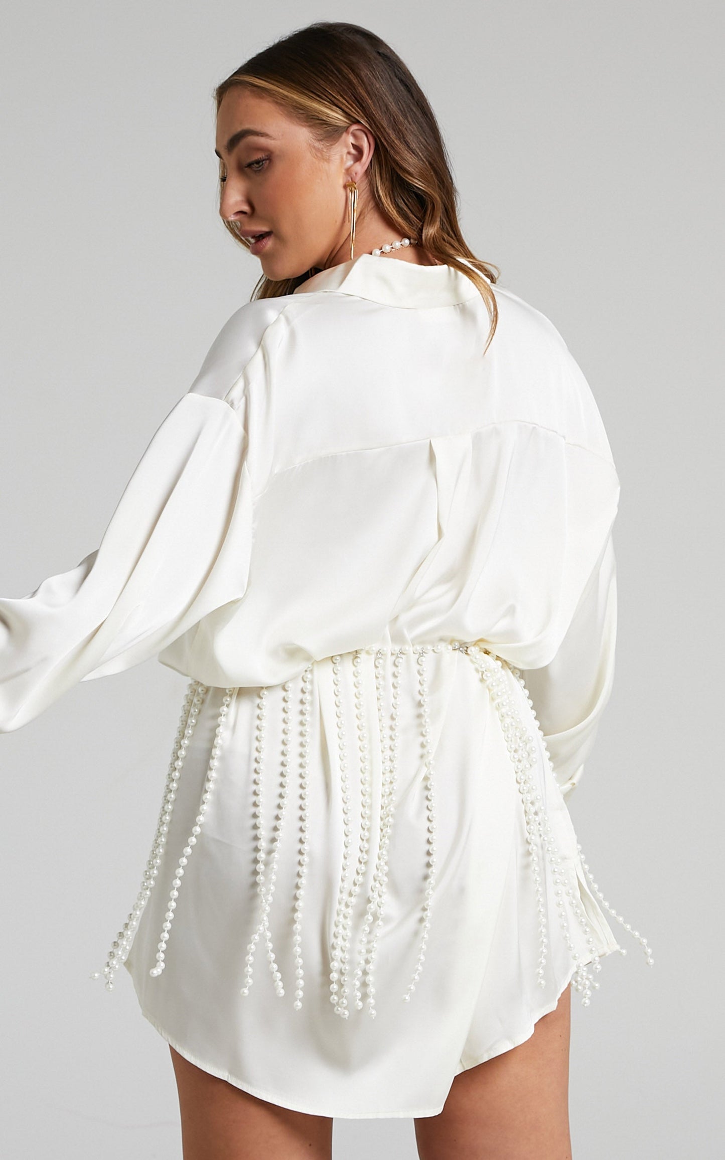 La Perle Mini Skirt in White Pearl