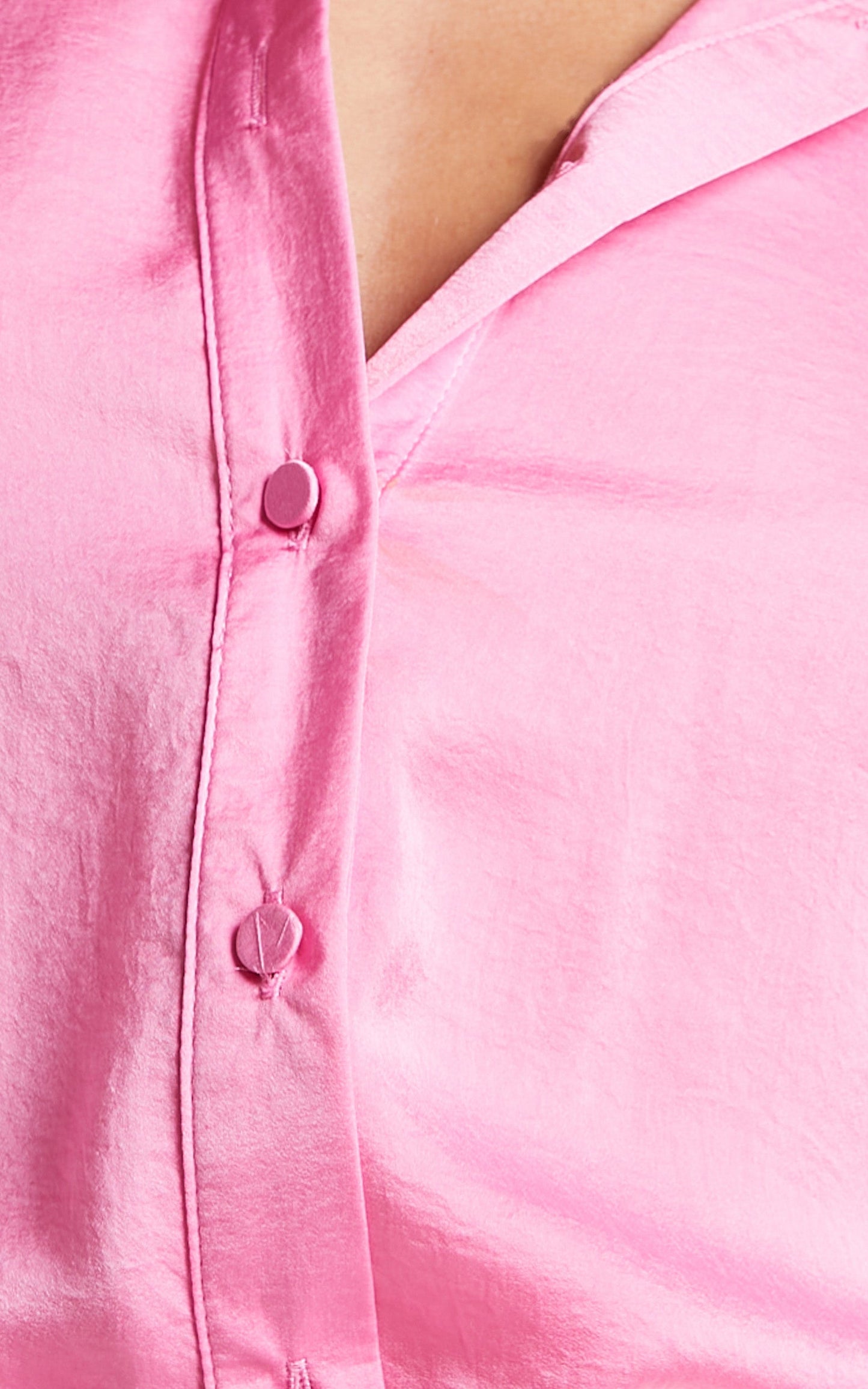 Lafiel Shirt - Collared Long Sleeve Button Up Shirt in Hot Pink