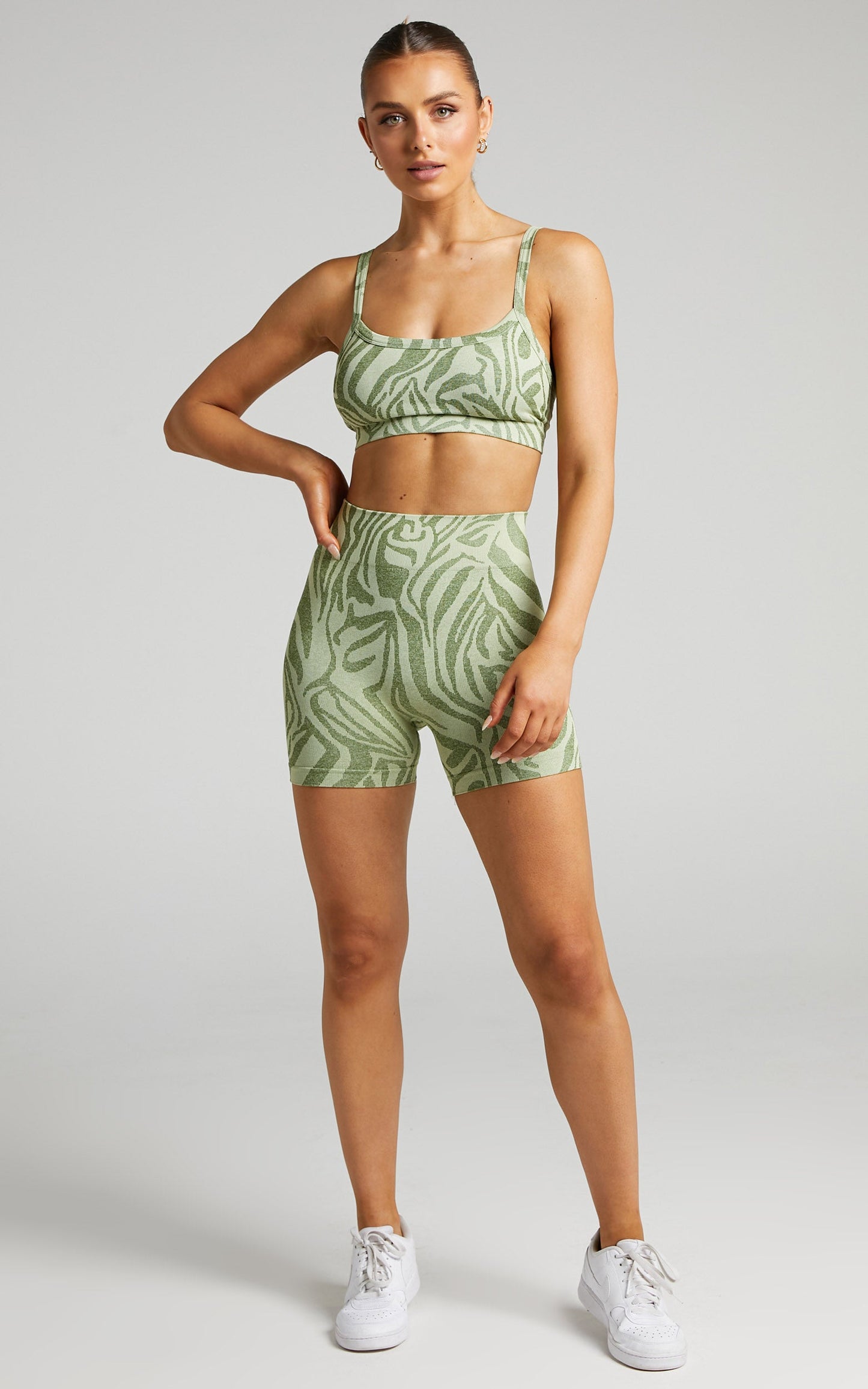 Lahana -  Fleur Seamless Crop Top in GREEN ZEBRA