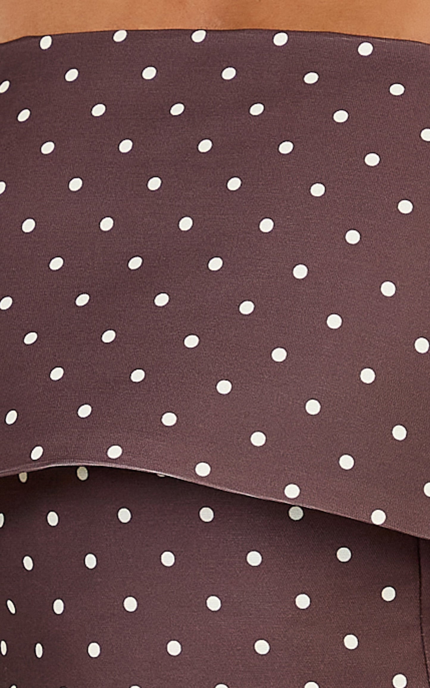 Lana Top - Long Sleeve Off Shoulder Cropped Top in Chocolate/Cream Polka Dot