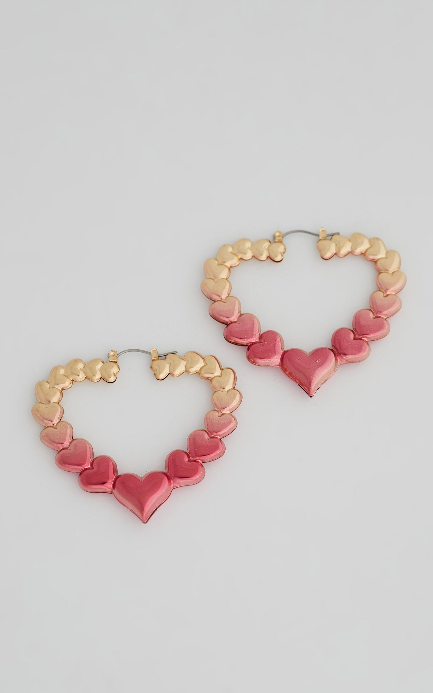 Lancelot Multi Love Heart Hoop Earrings in Gold / Pink