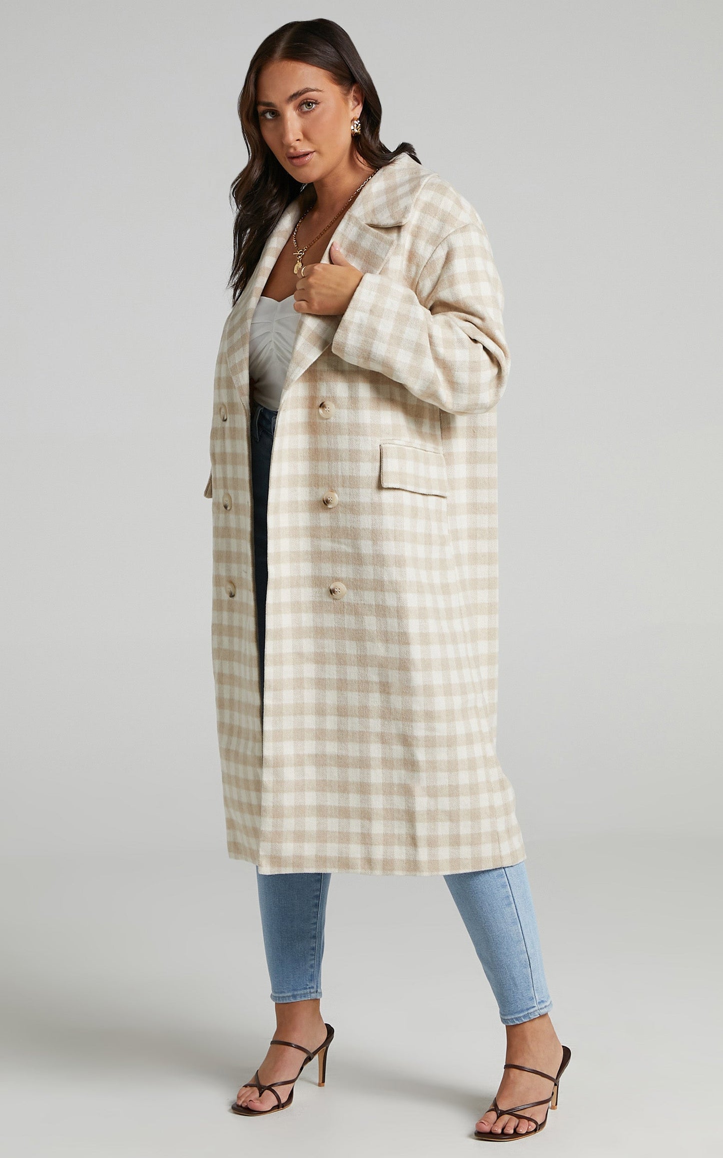 Lantana Coat in Beige Check