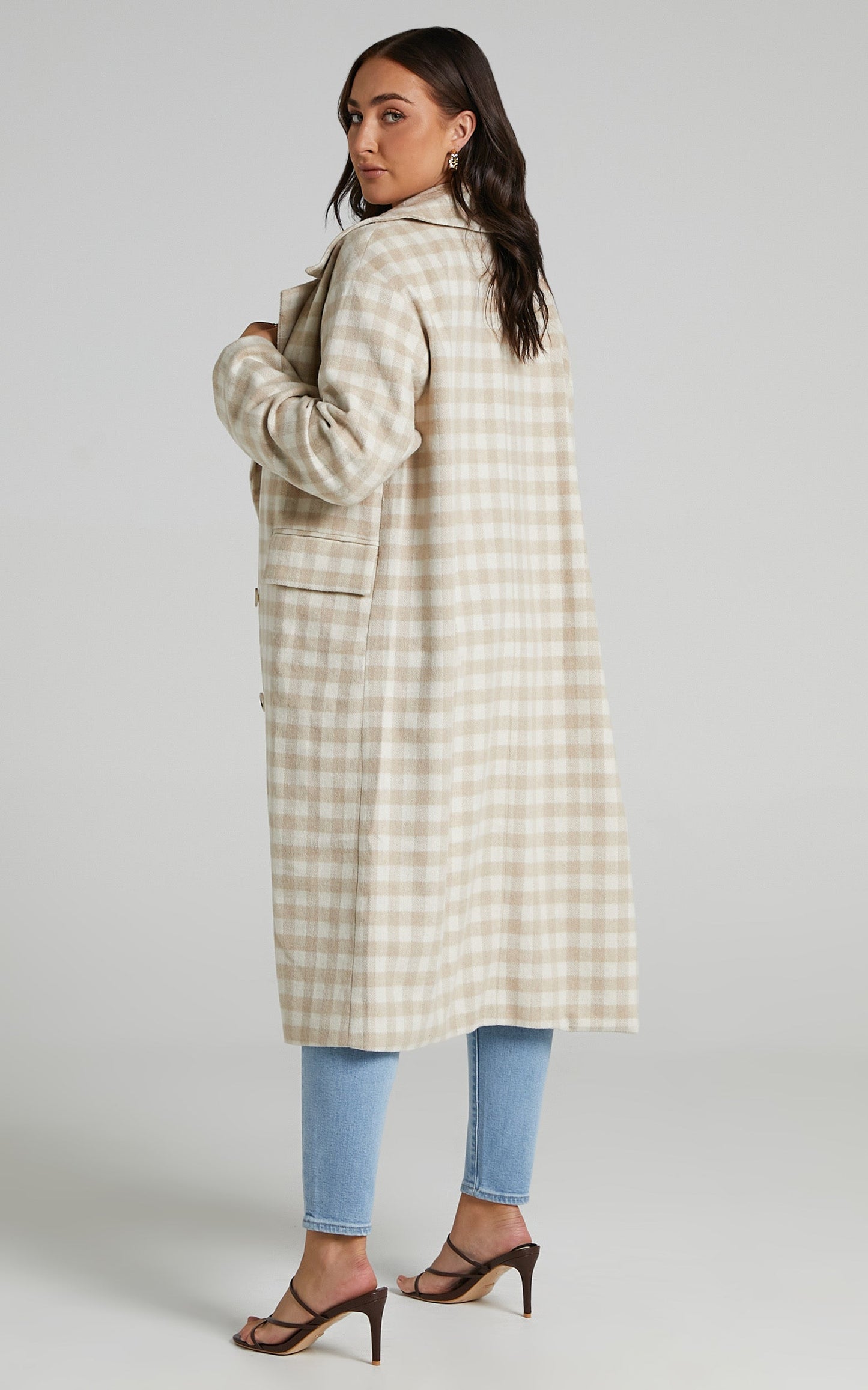 Lantana Coat in Beige Check
