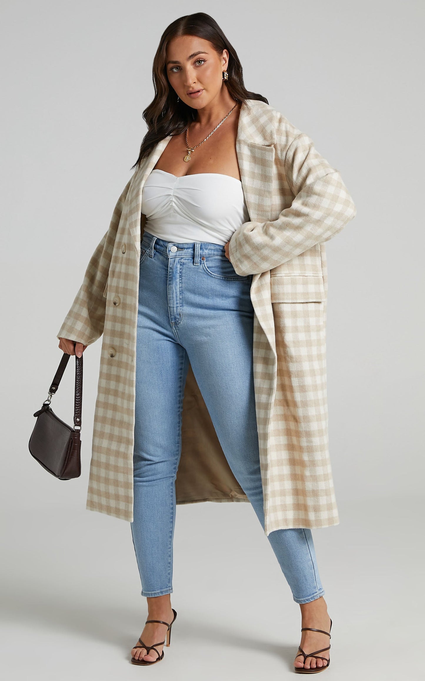 Lantana Coat in Beige Check