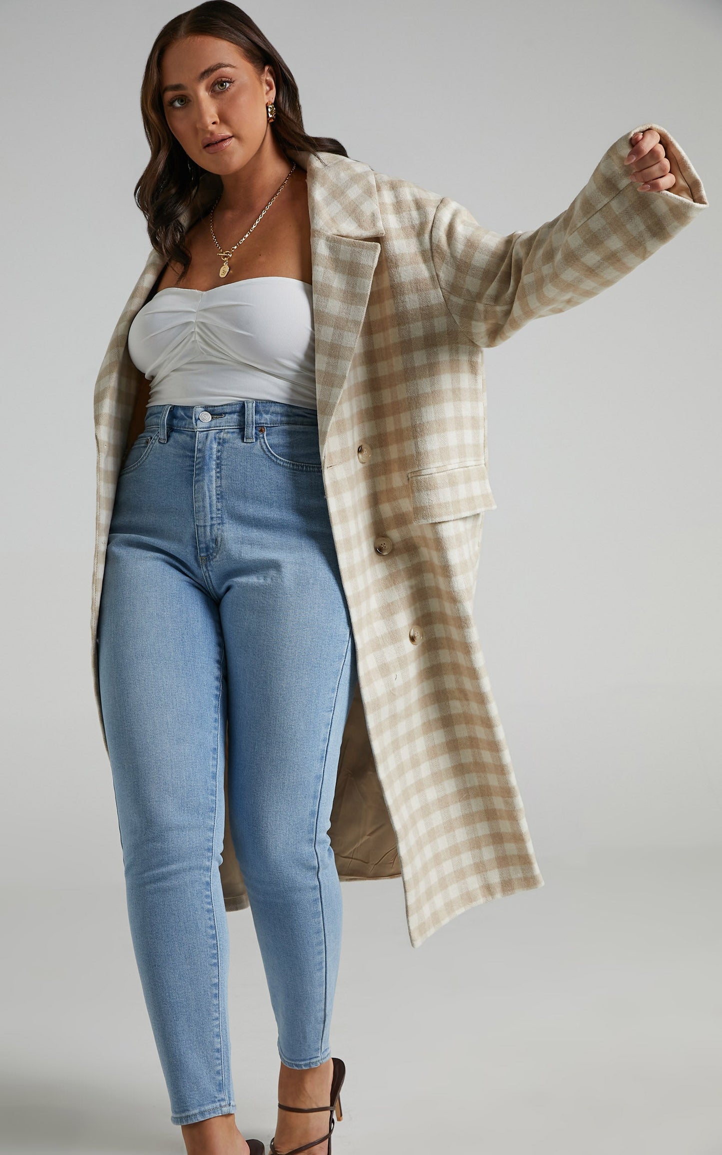 Lantana Coat in Beige Check