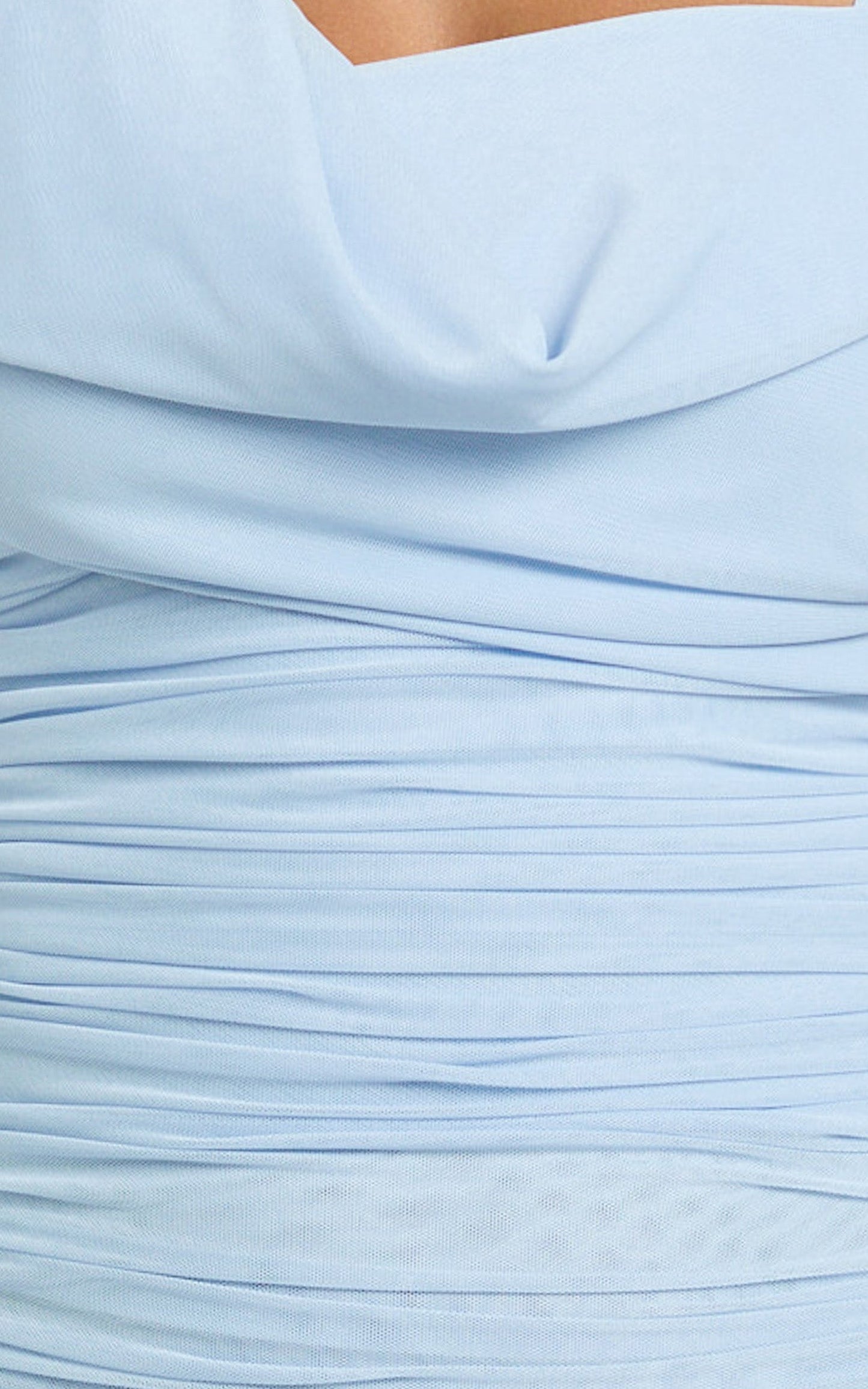 Larson Maxi Dress - Asymmetric Tie Neck Column Dress in Pale Blue